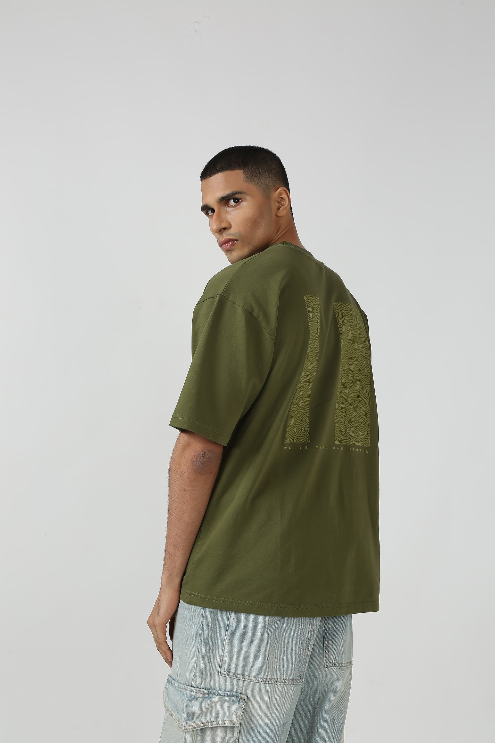 Olive Raasta Indie T-shirt with HD prints in soft French terry fabric