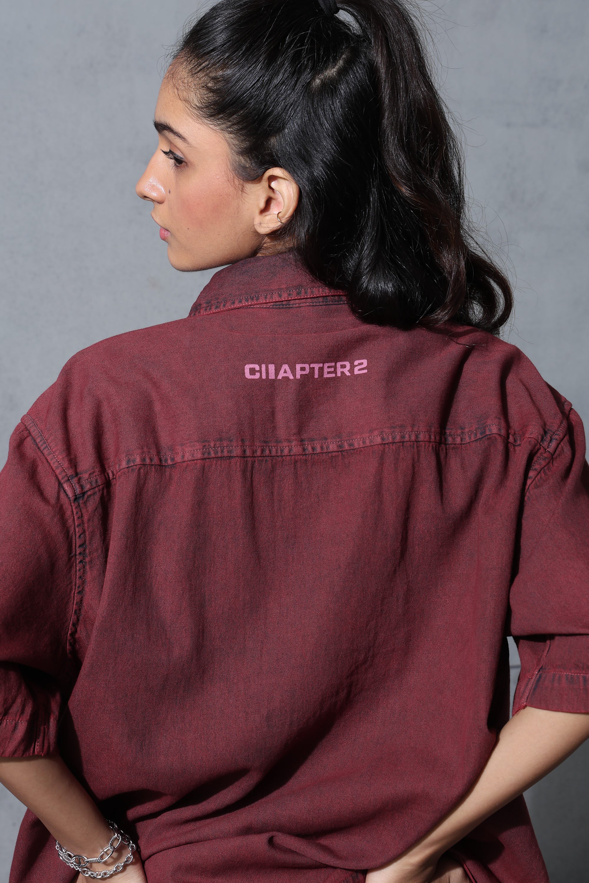 Maroon Denim Shirt