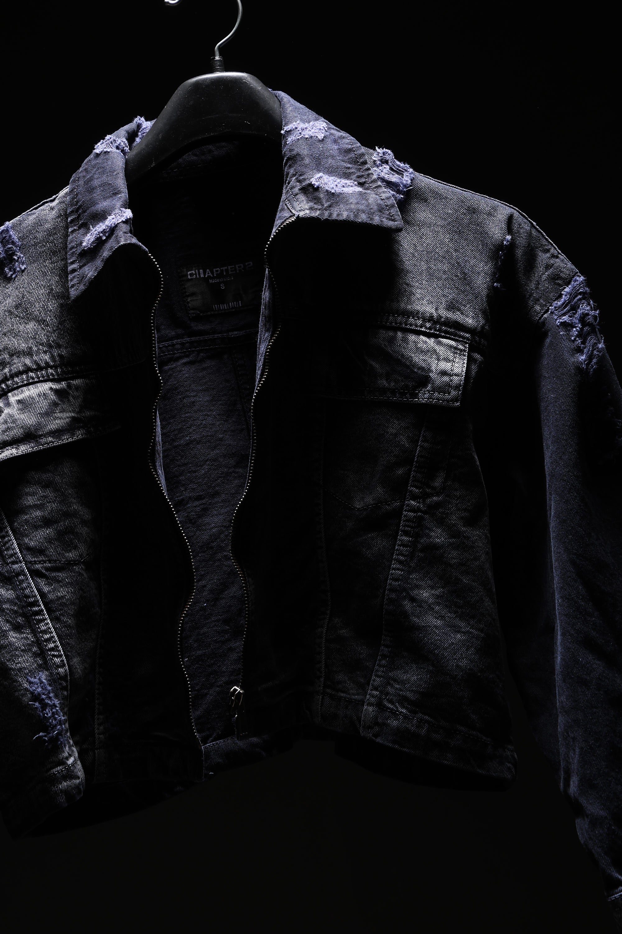 Acid wash blue-grey cropped jacket