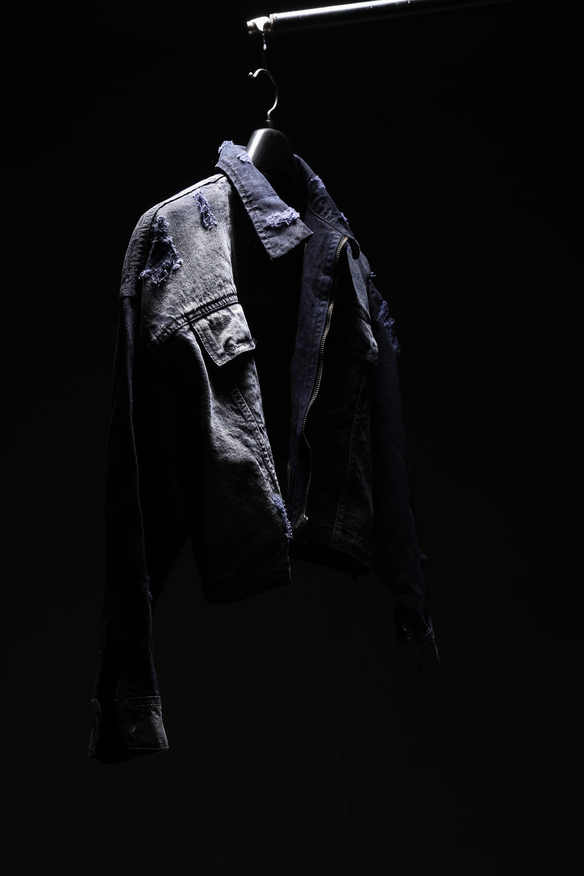 Acid wash blue-grey cropped jacket