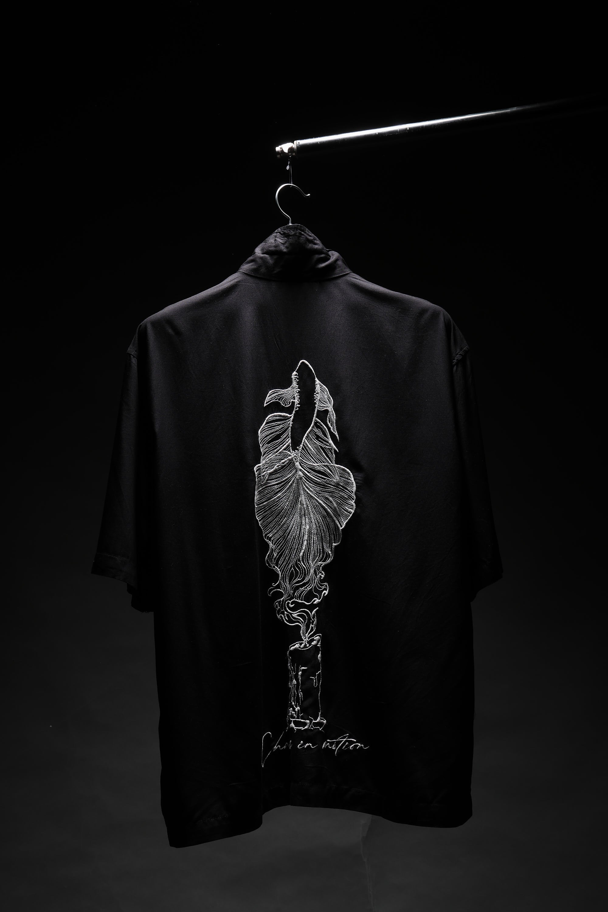Black Fish Embroidered Tencel Shirt