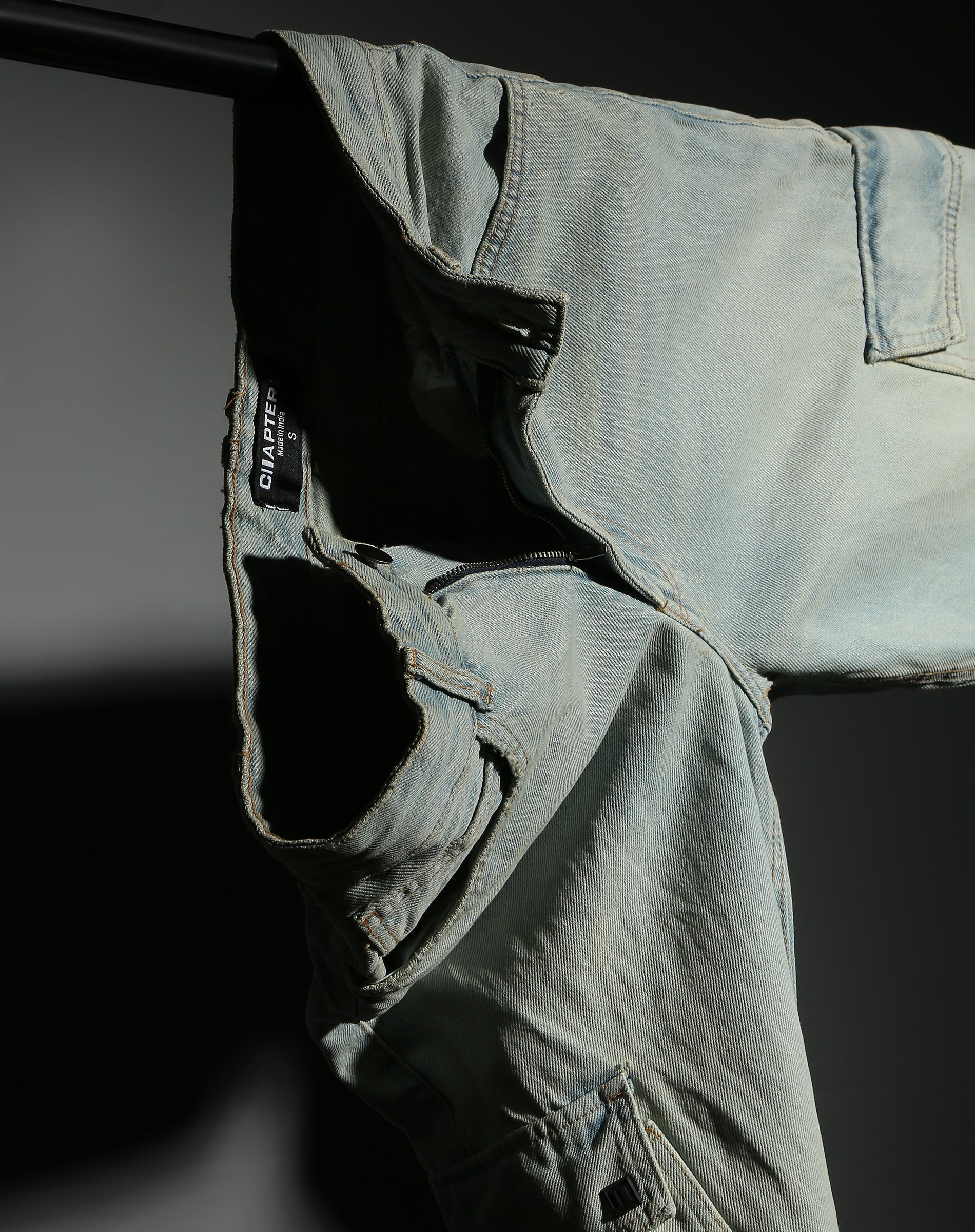 Light Blue Denim Cargos for men with cargo pockets