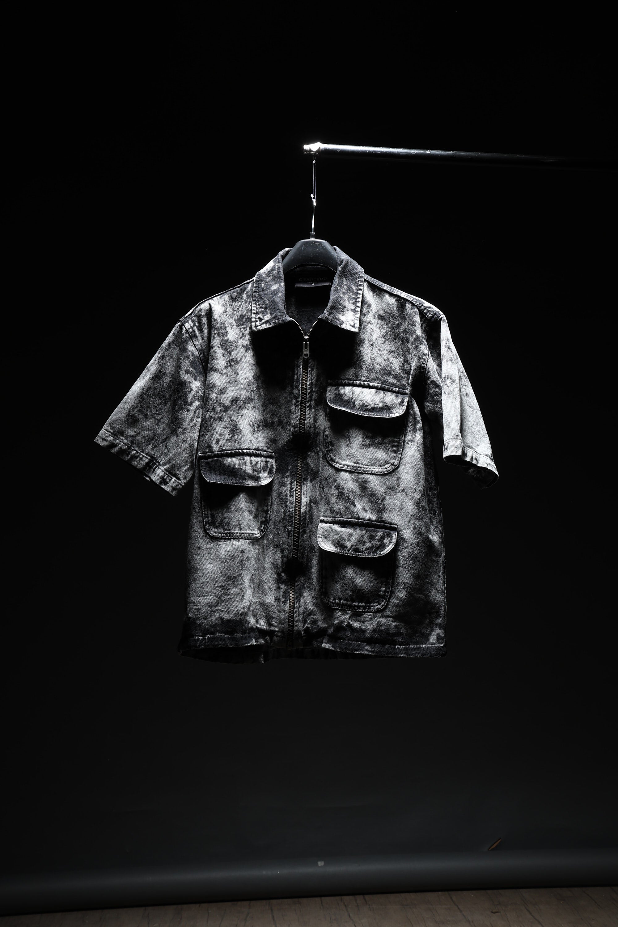 Acid Wash Zipper Shirt