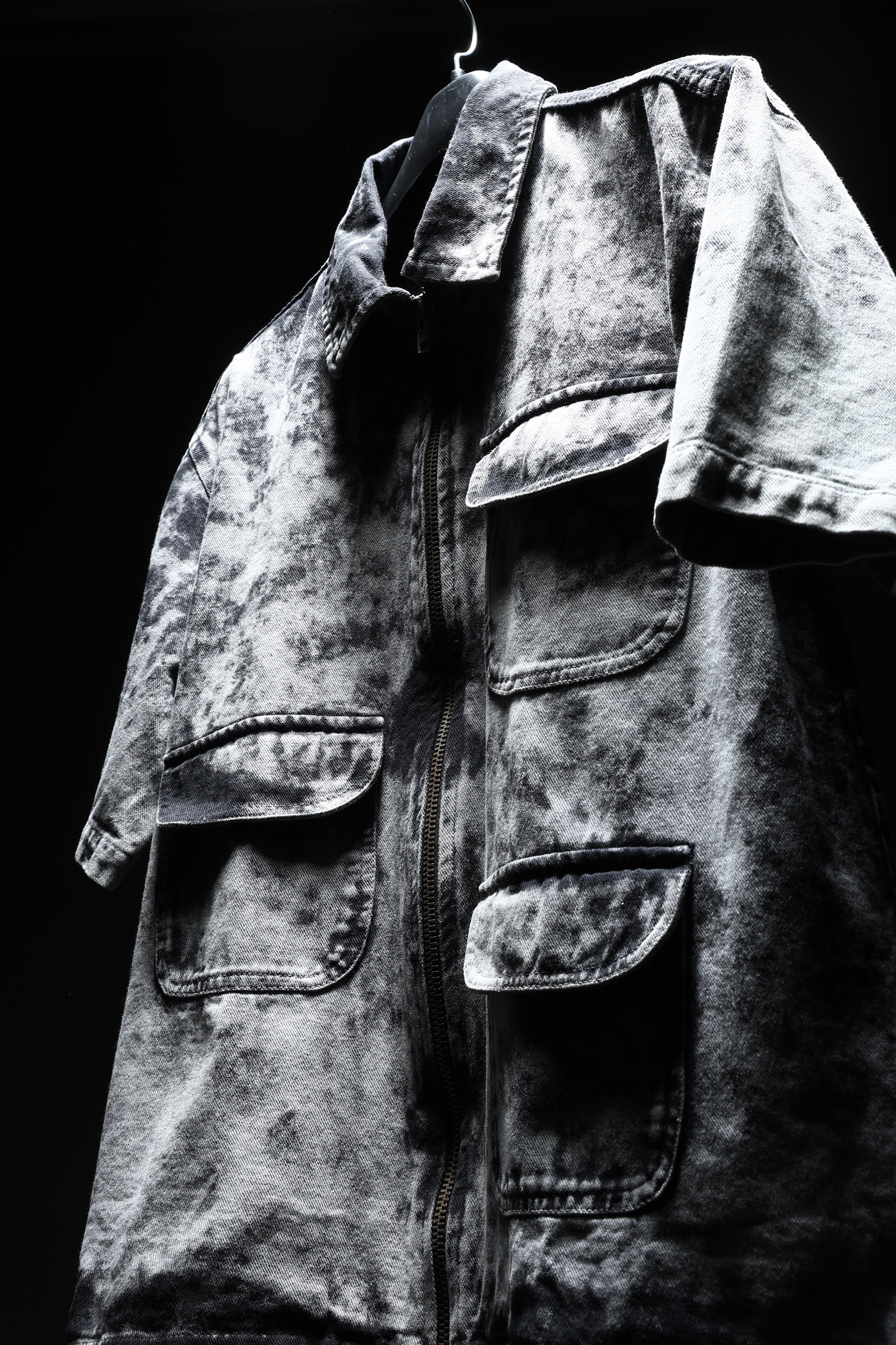 Acid Wash Zipper Shirt