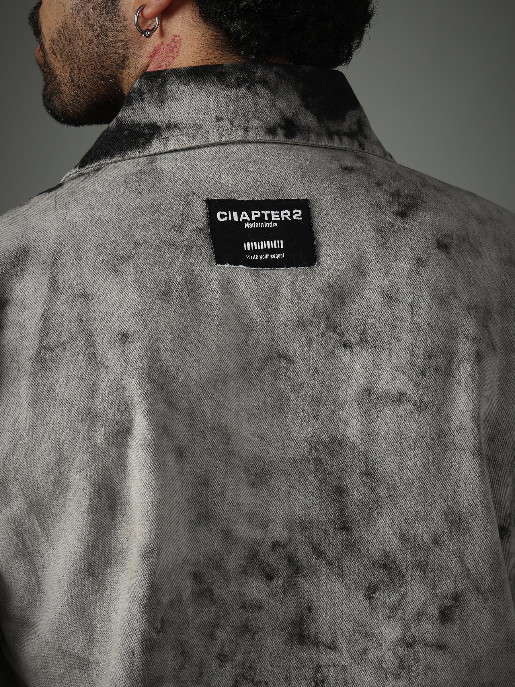 Acid Wash Zipper Shirt