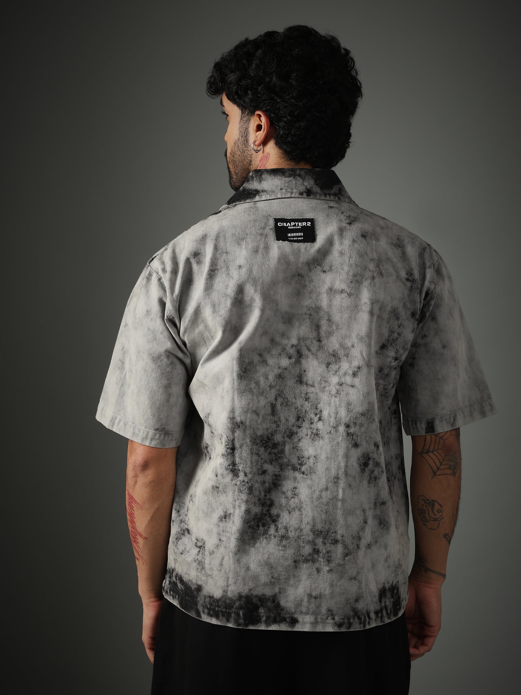 Acid Wash Zipper Shirt