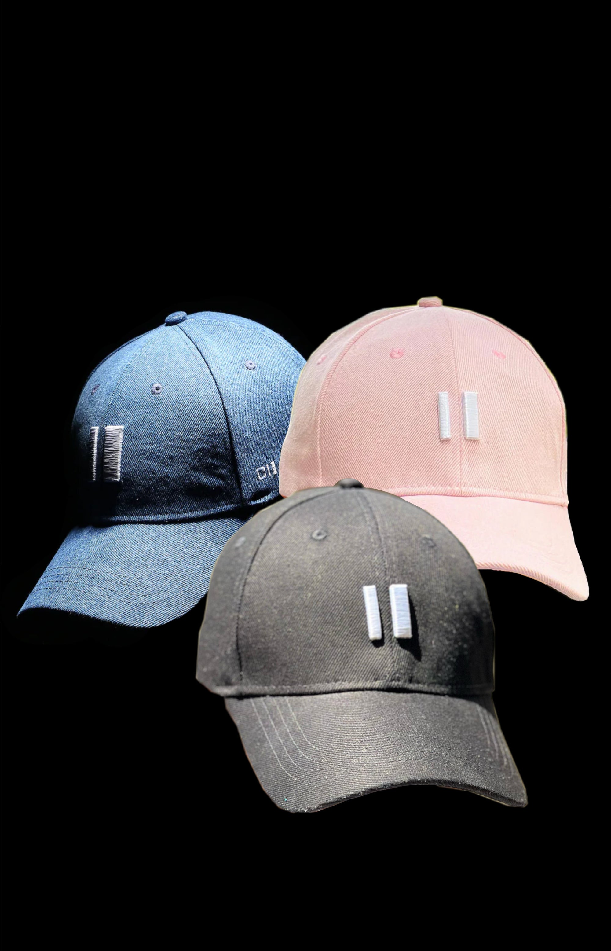 Denim Caps - Pack of 3