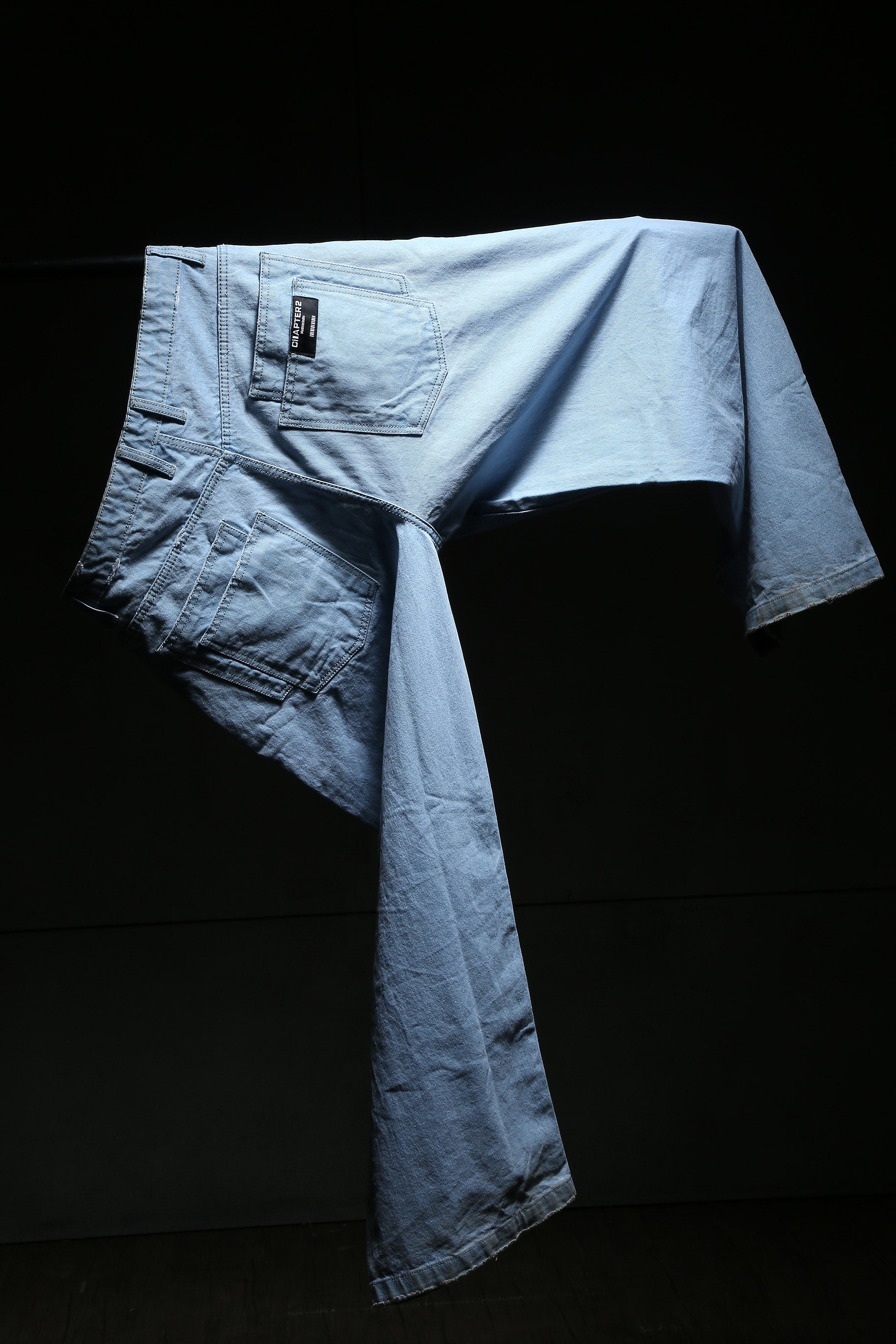 Distressed Blue Baggy Denim