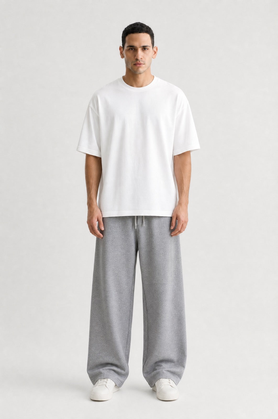 Grey Melange Baggy Joggers