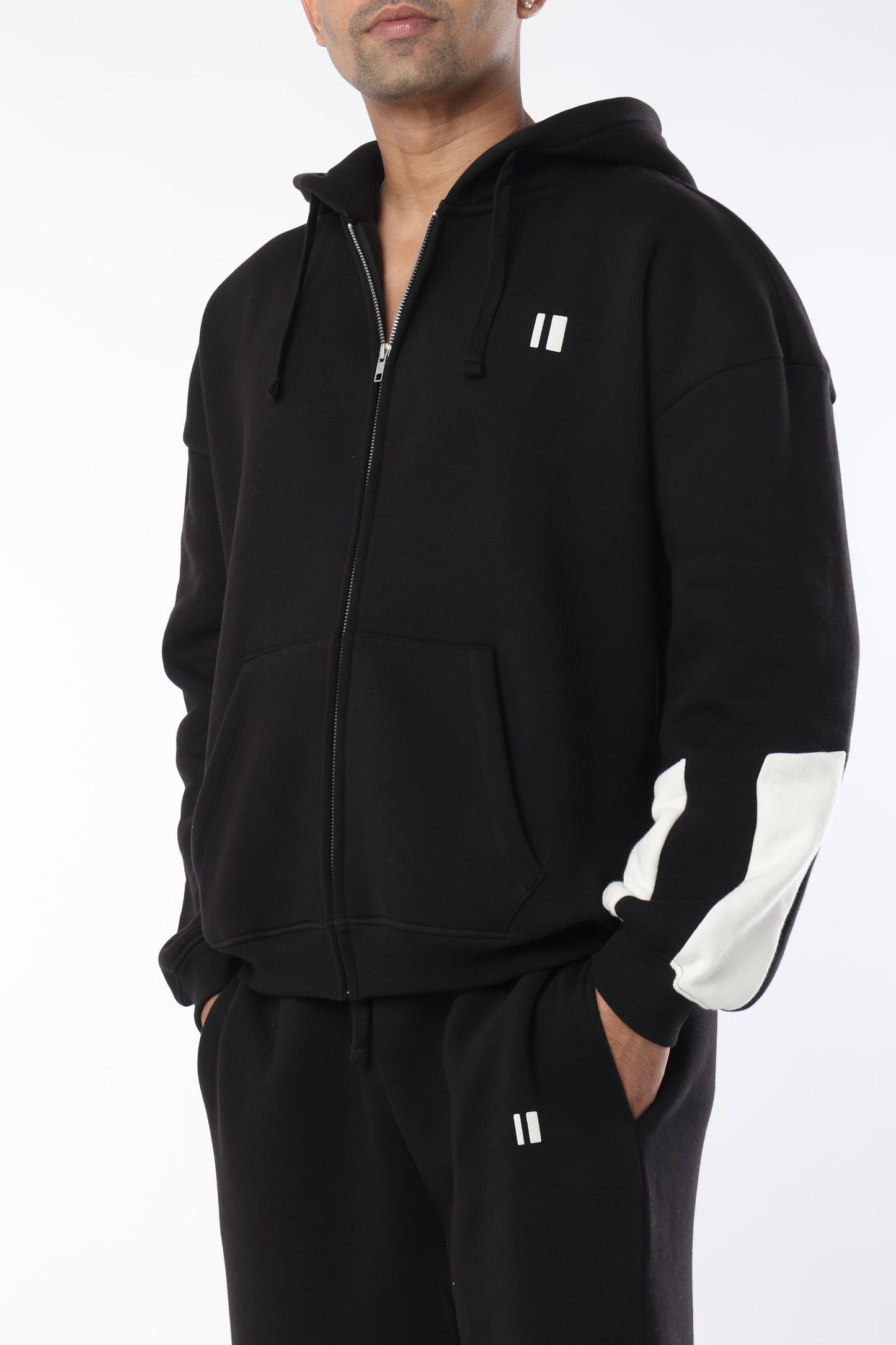 Black and Dusty Coffee Everyday Zipper Hoodie - pack of 2 + Black Sweatpants