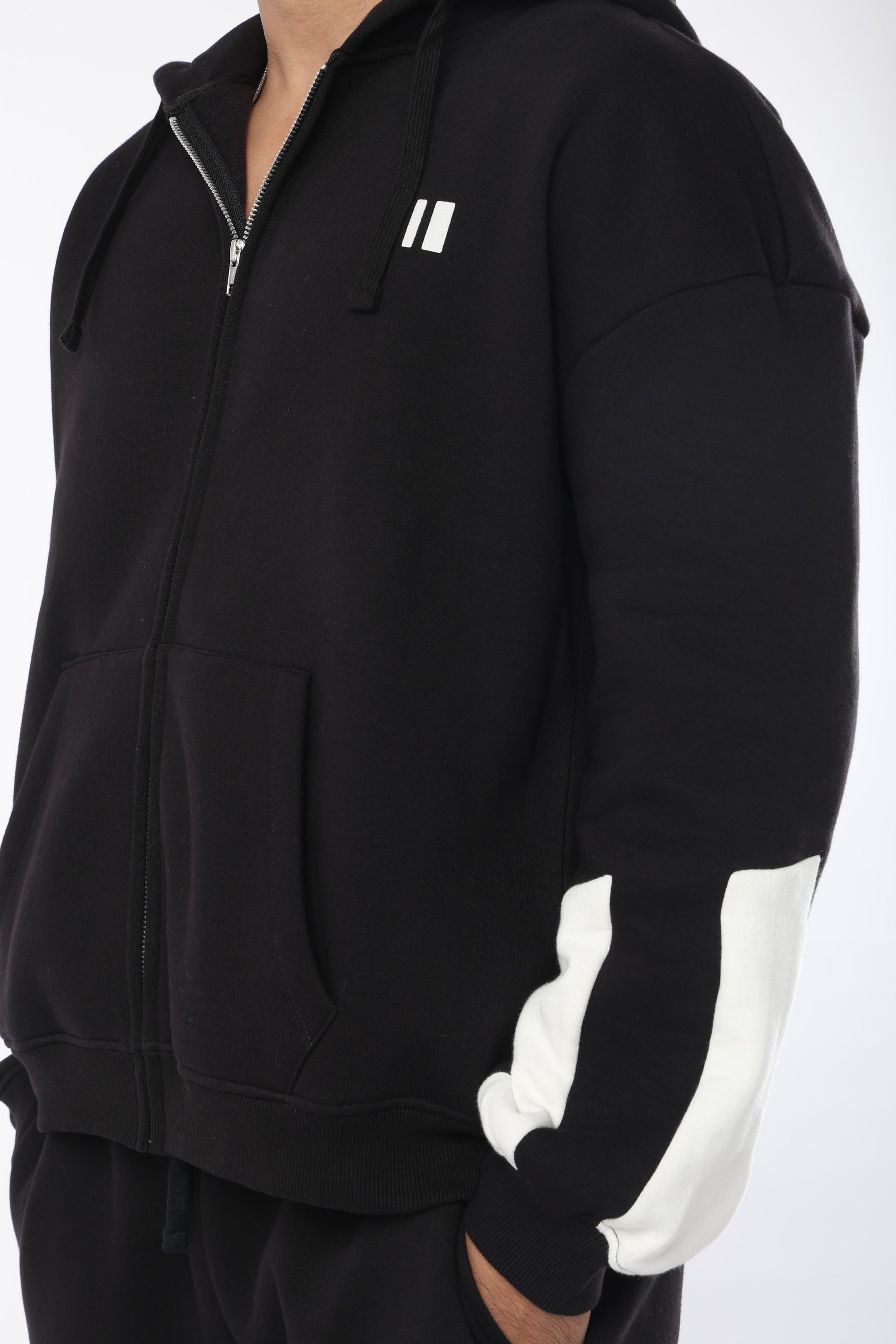 Black Everyday Zipper Hoodie + Sweatpants Set