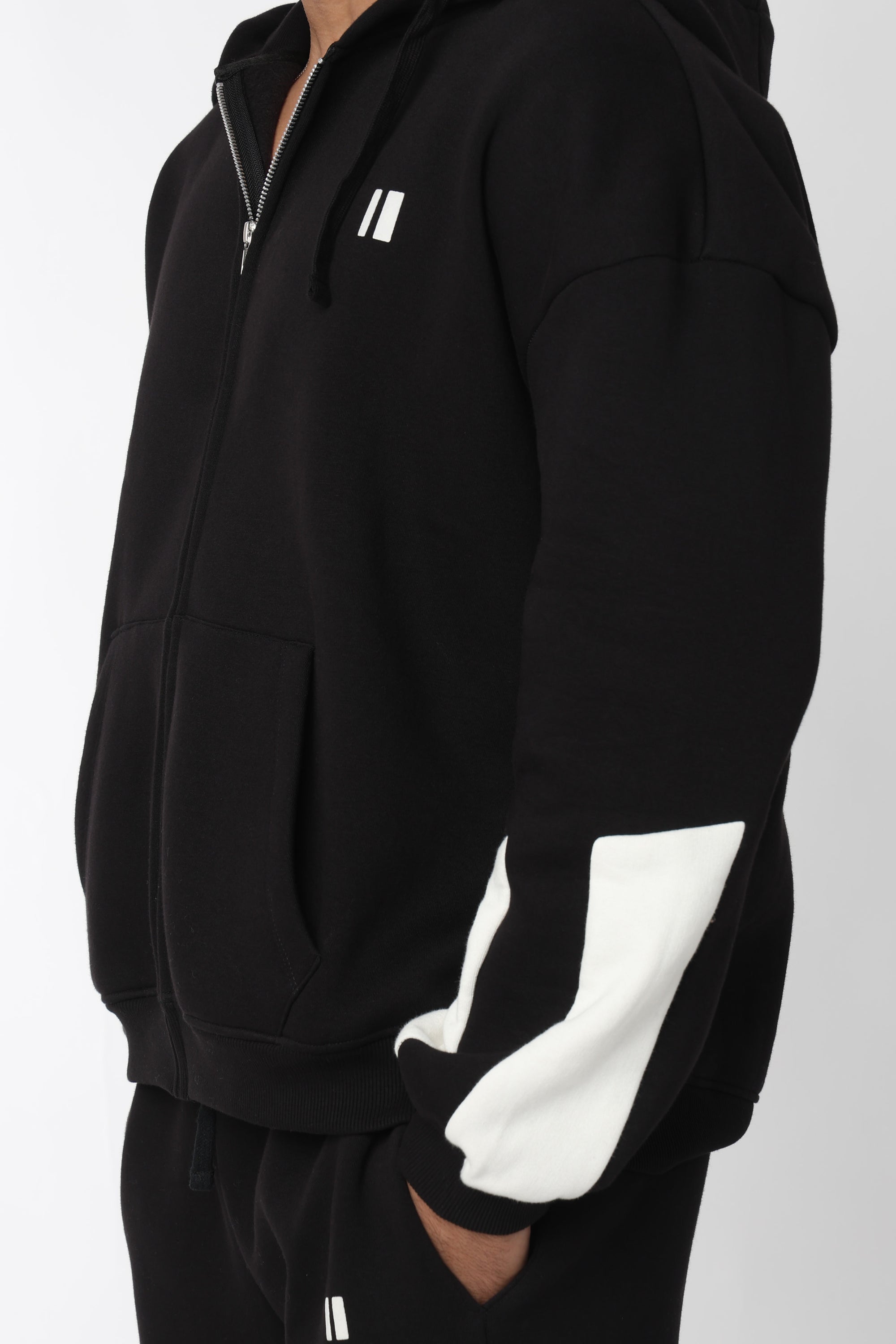 Black Everyday Zipper Hoodie + Sweatpants Set