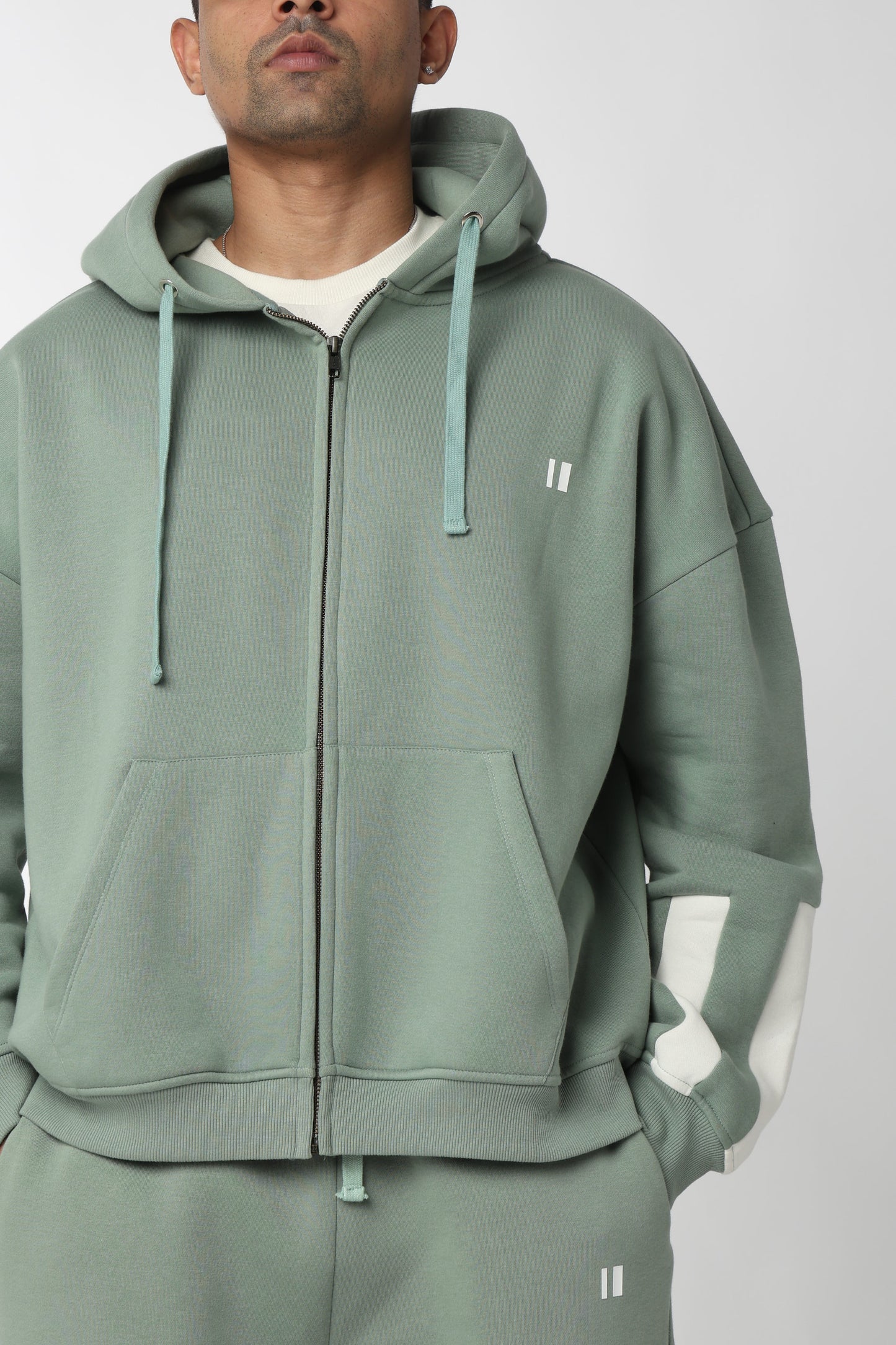 Sea Green Everyday Zipper Hoodie + Sweatpants Set