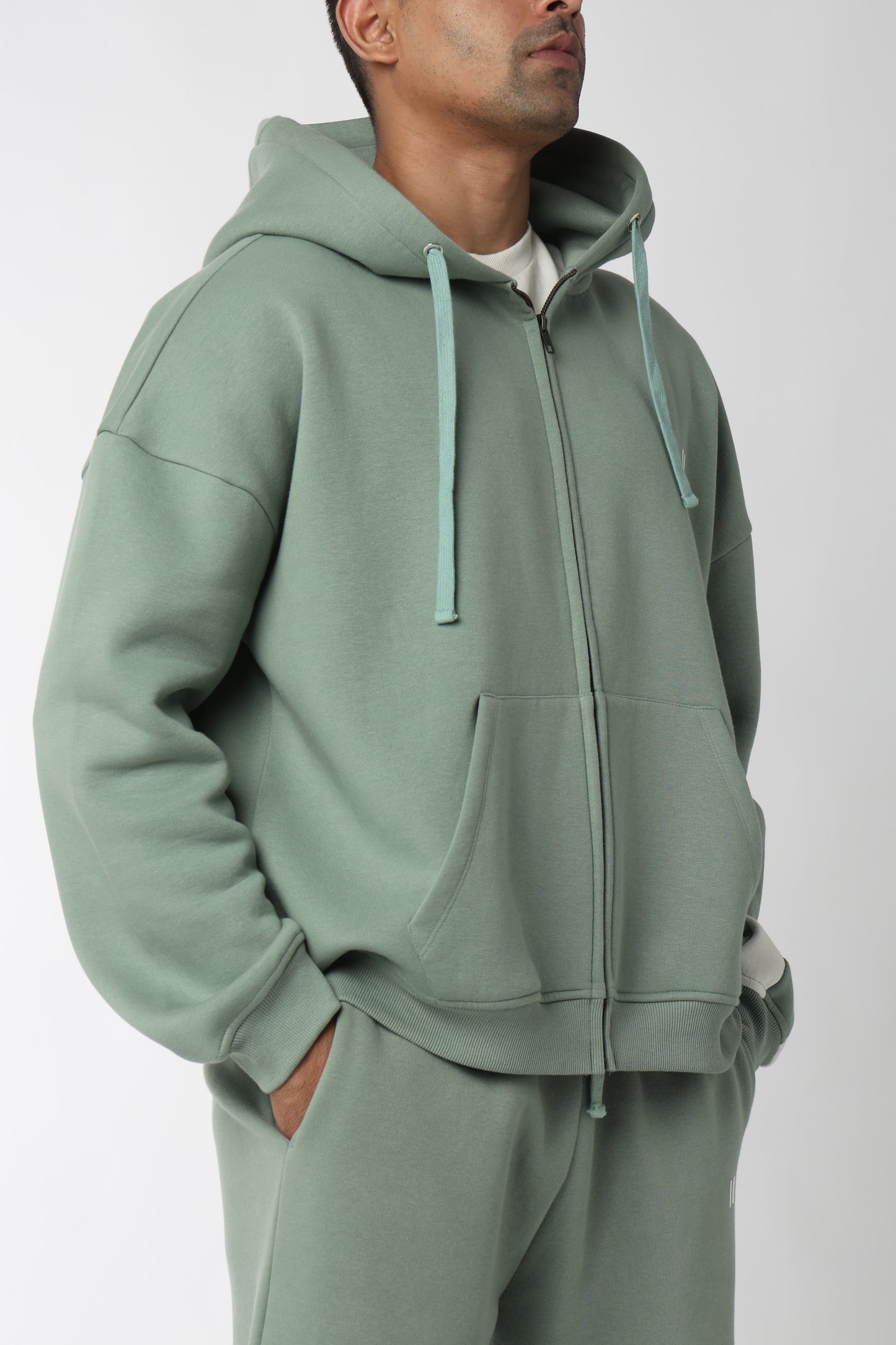 Sea Green Everyday Zipper Hoodie + Sweatpants Set