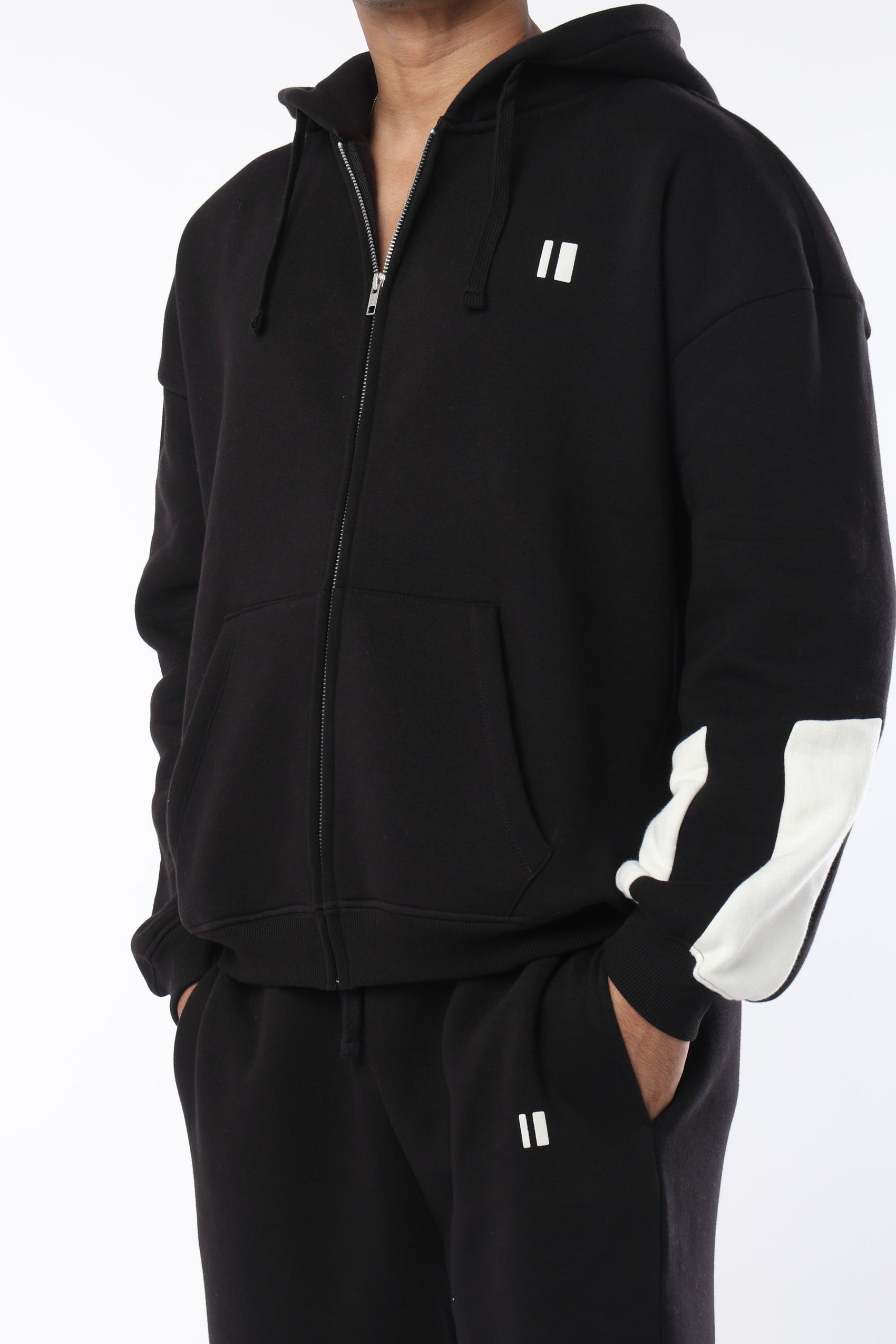 Black Everyday Zipper Hoodie