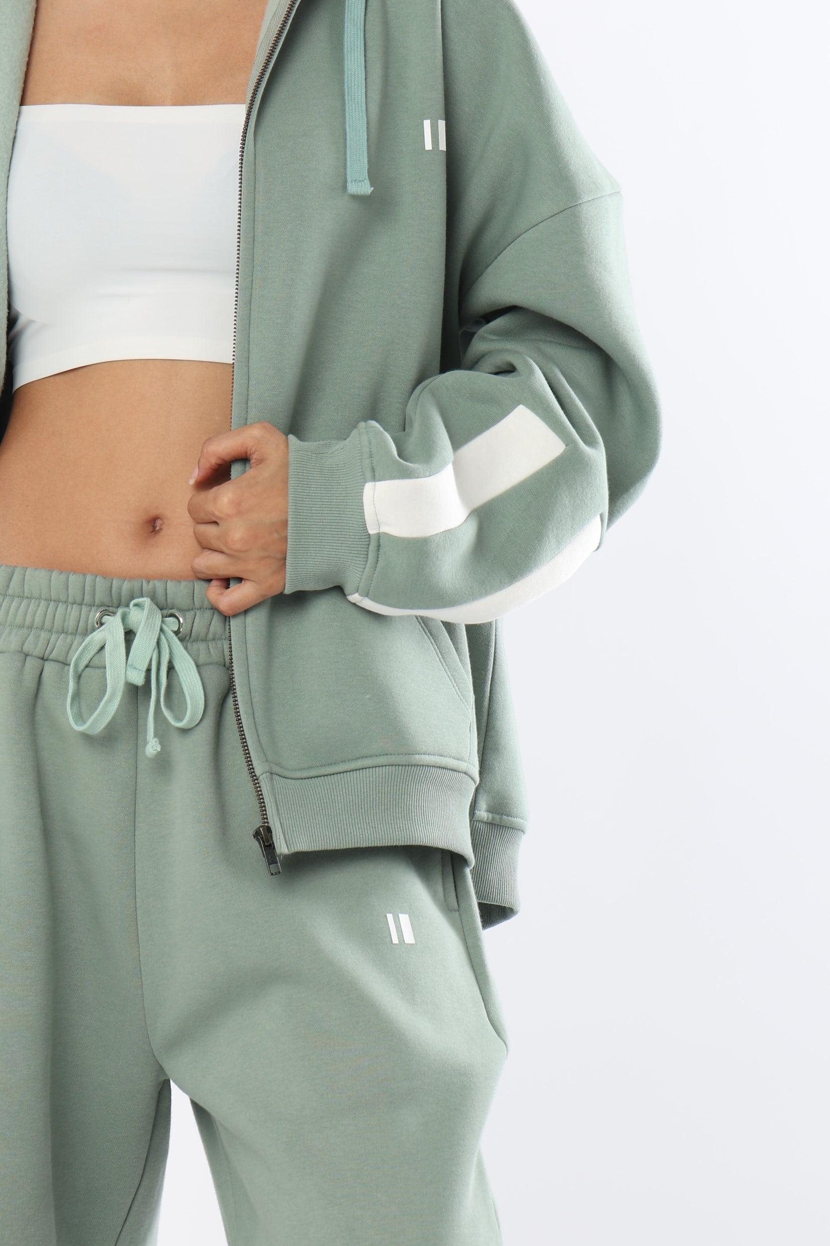 Sea Green Everyday Zipper Hoodie + Sweatpants Set