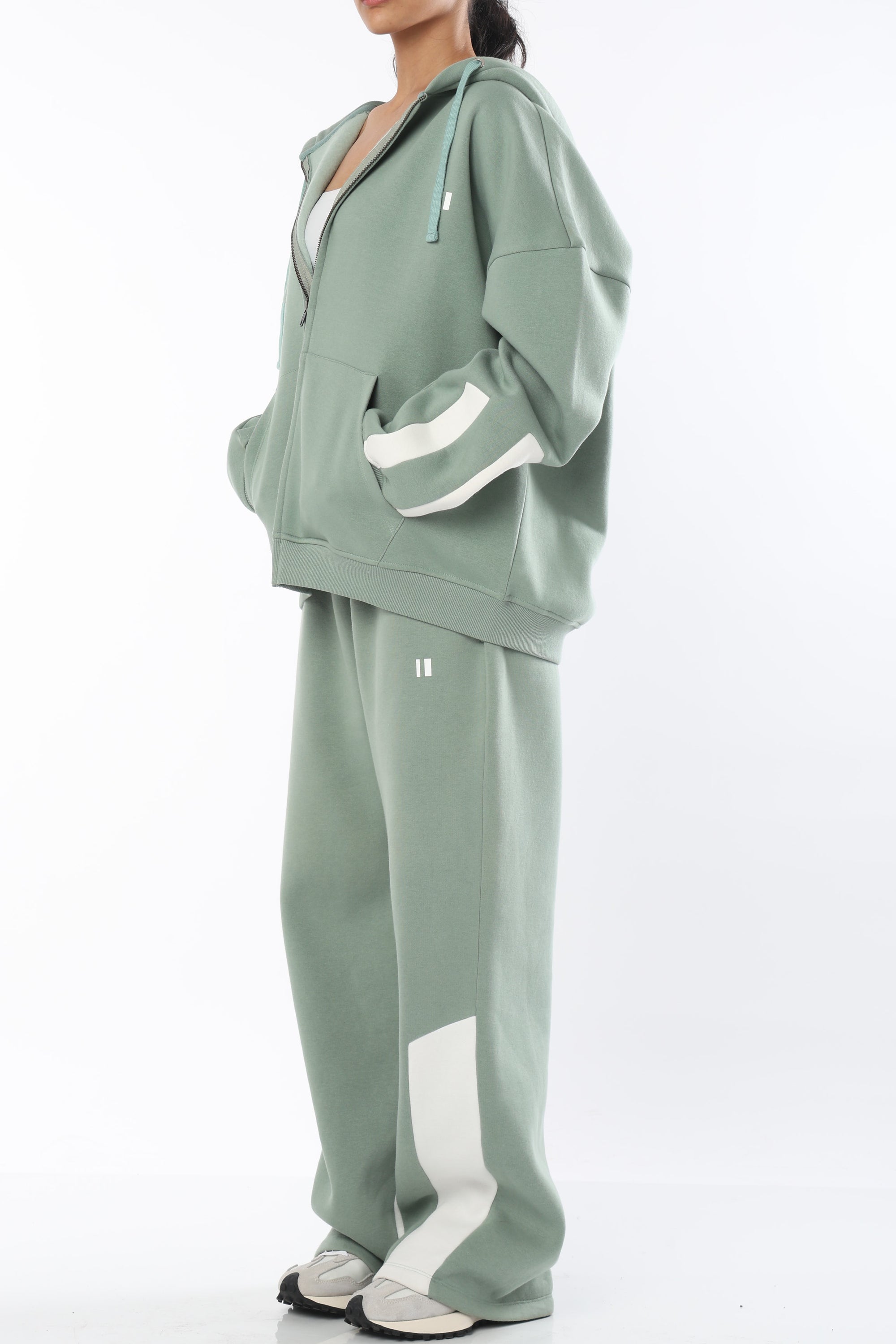 Sea Green Everyday Zipper Hoodie + Sweatpants Set