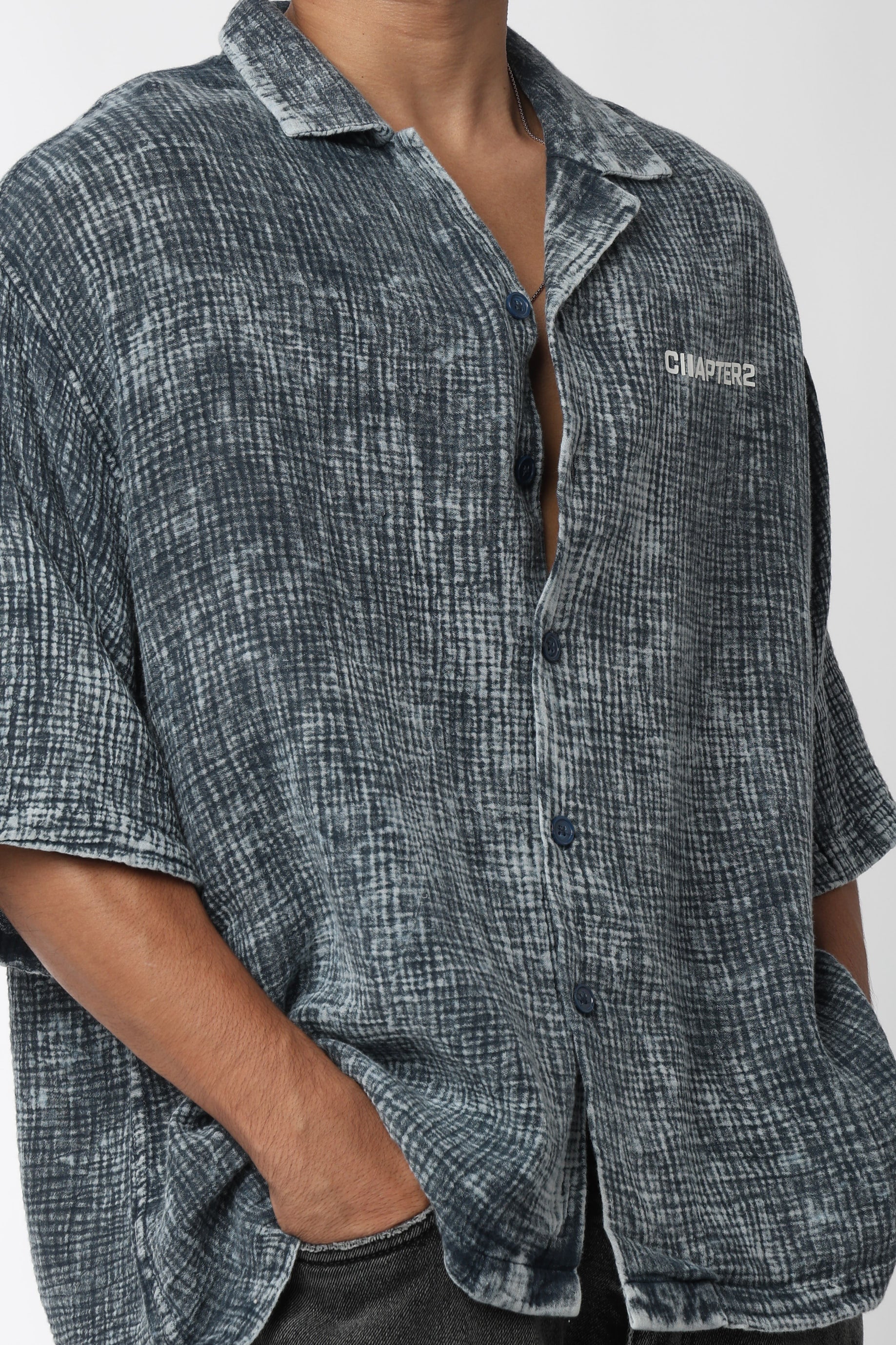 Chapter2Drip Washed Waffle Blue shirt — view 5