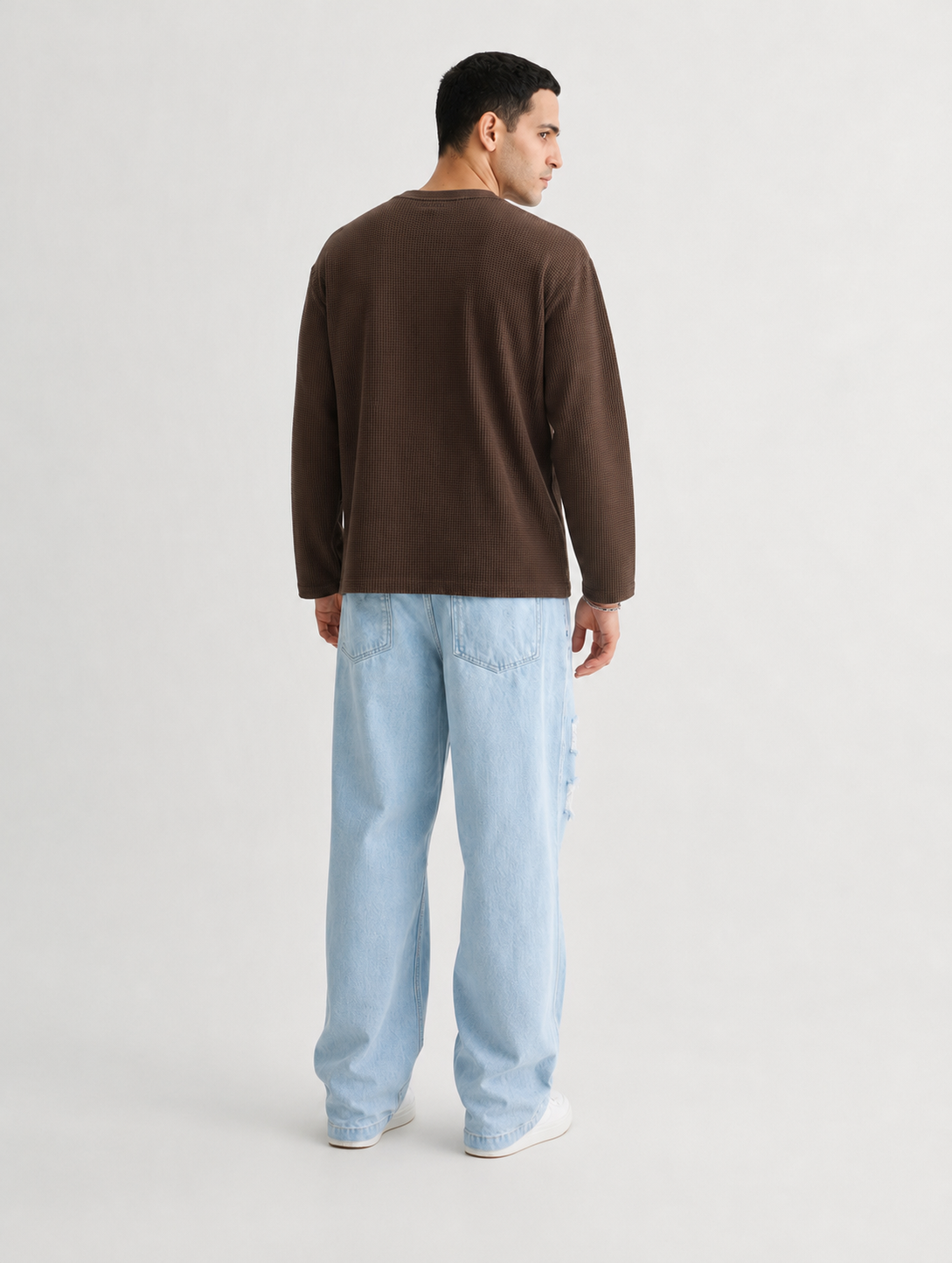 Mocha Brown Full Sleeve Waffle T-shirt