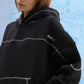 Black Contrast Stitch Hoodie