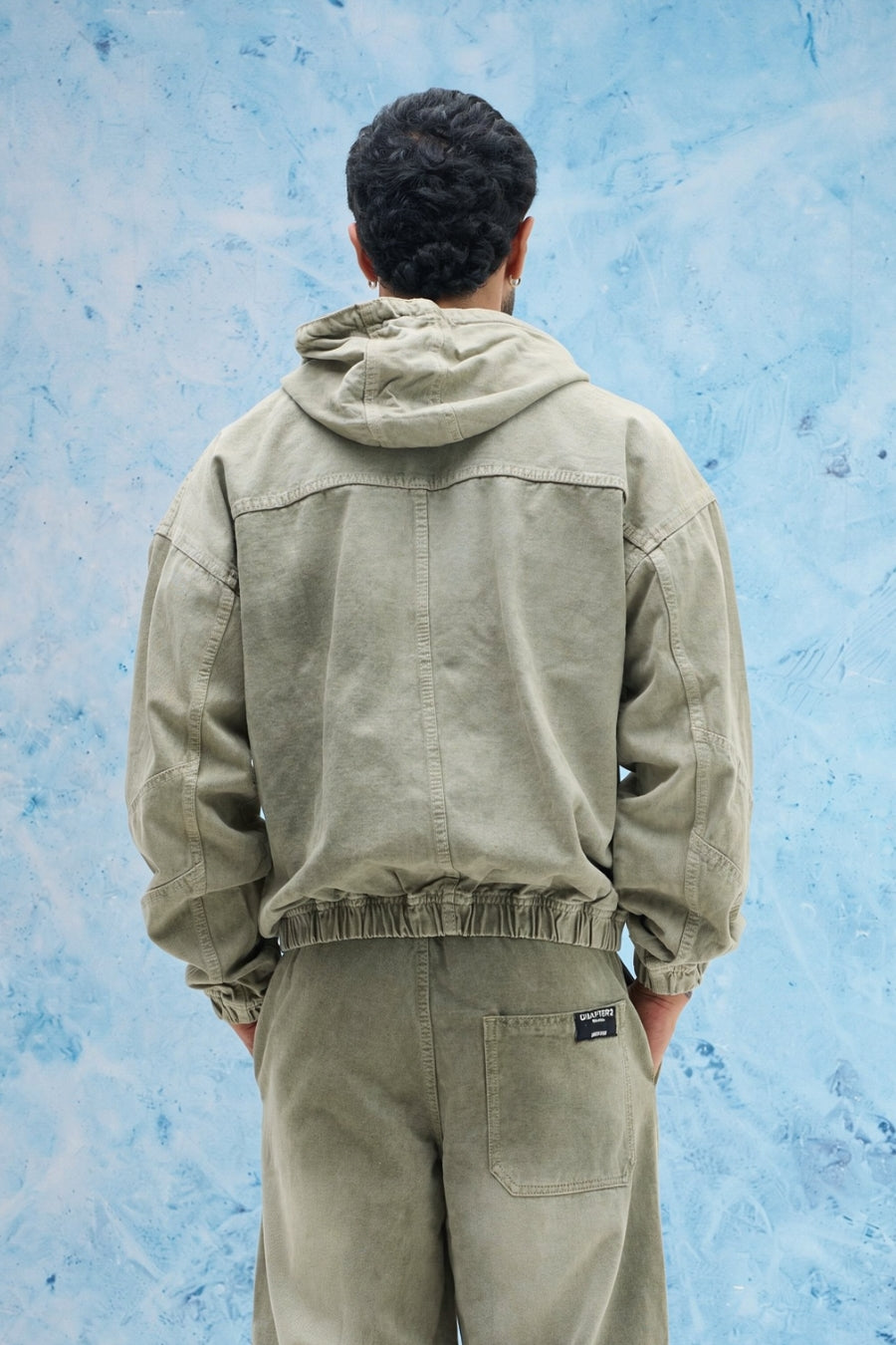 Olive Washed Denim Hoodie