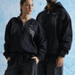 Black Washed Denim Hoodie