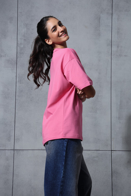 Basic Dark Pink Solid Tshirt