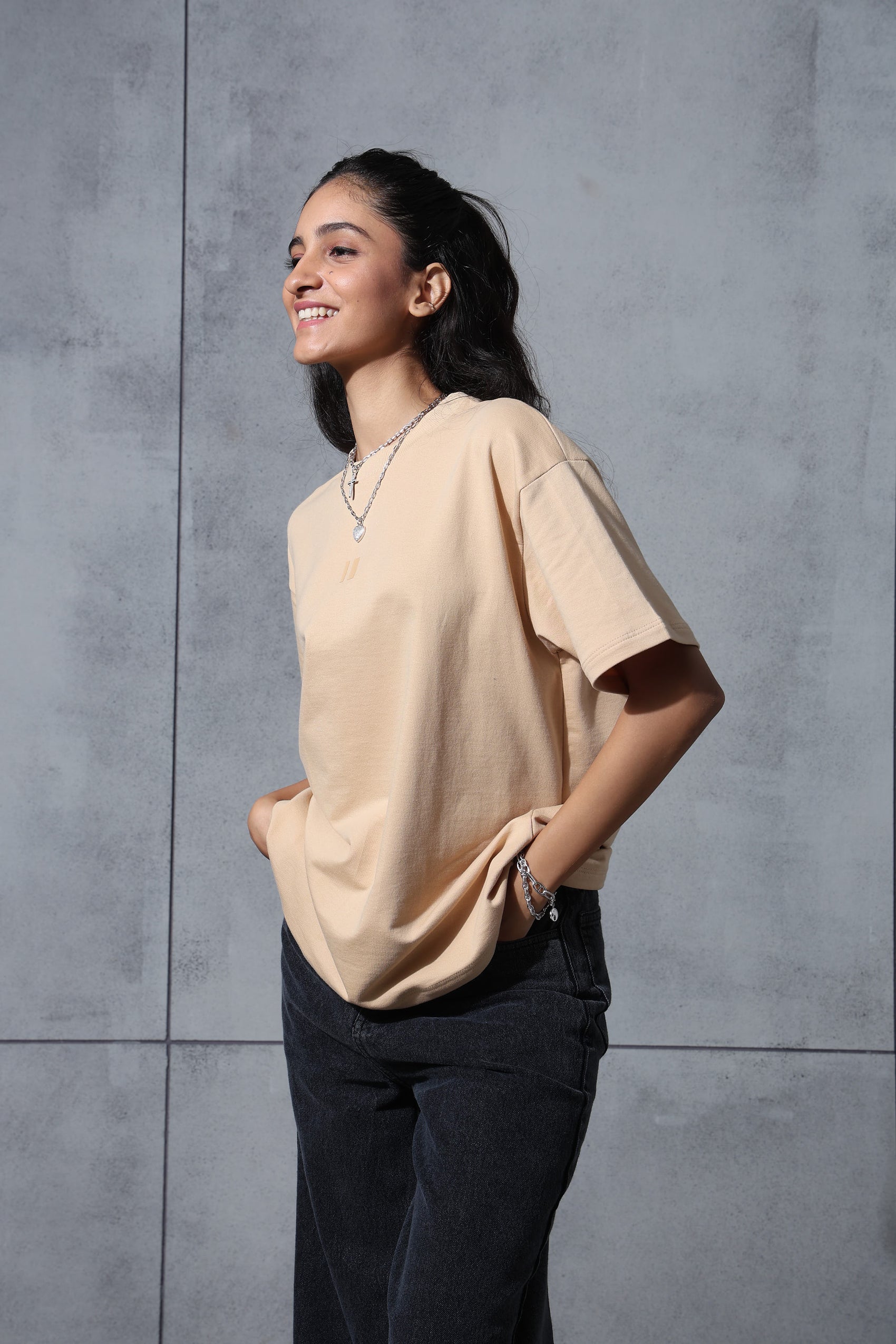 Basic Beige Solid Tshirt
