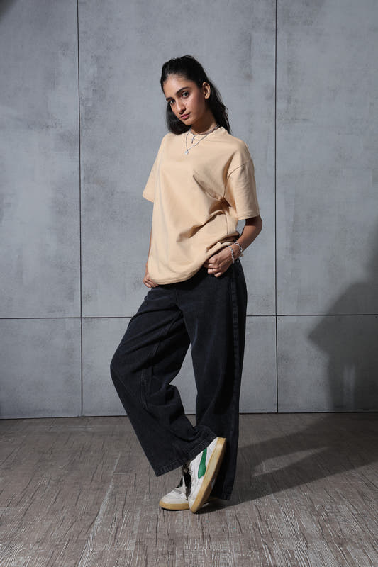 Chapter2Drip Basic Beige solid t-shirt — view 2