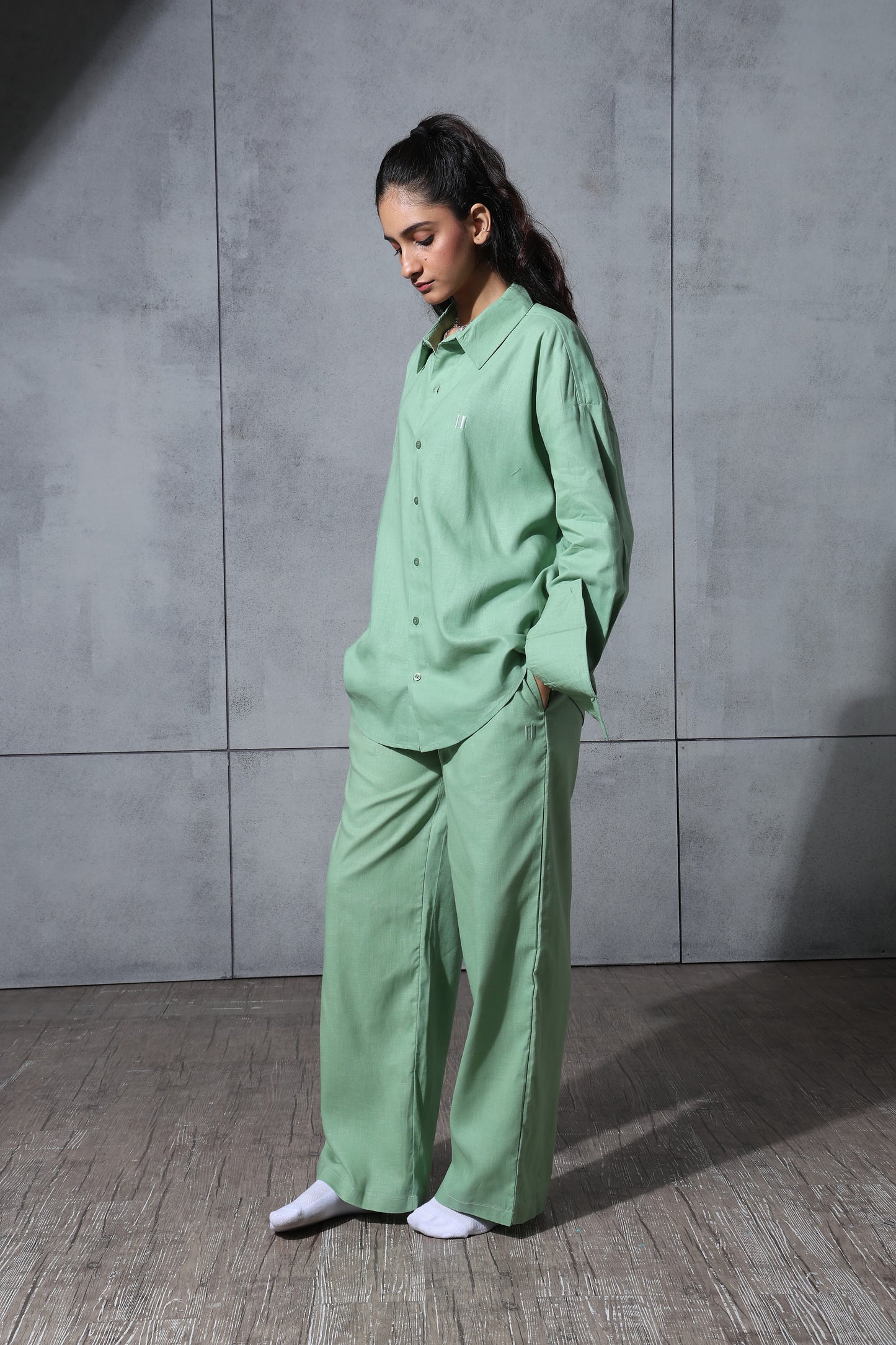 Chapter2Drip Matcha Mist linen pants — view 4