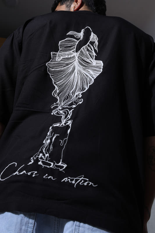 Chapter2Drip Black Fish embroidered Tencel shirt — view 2
