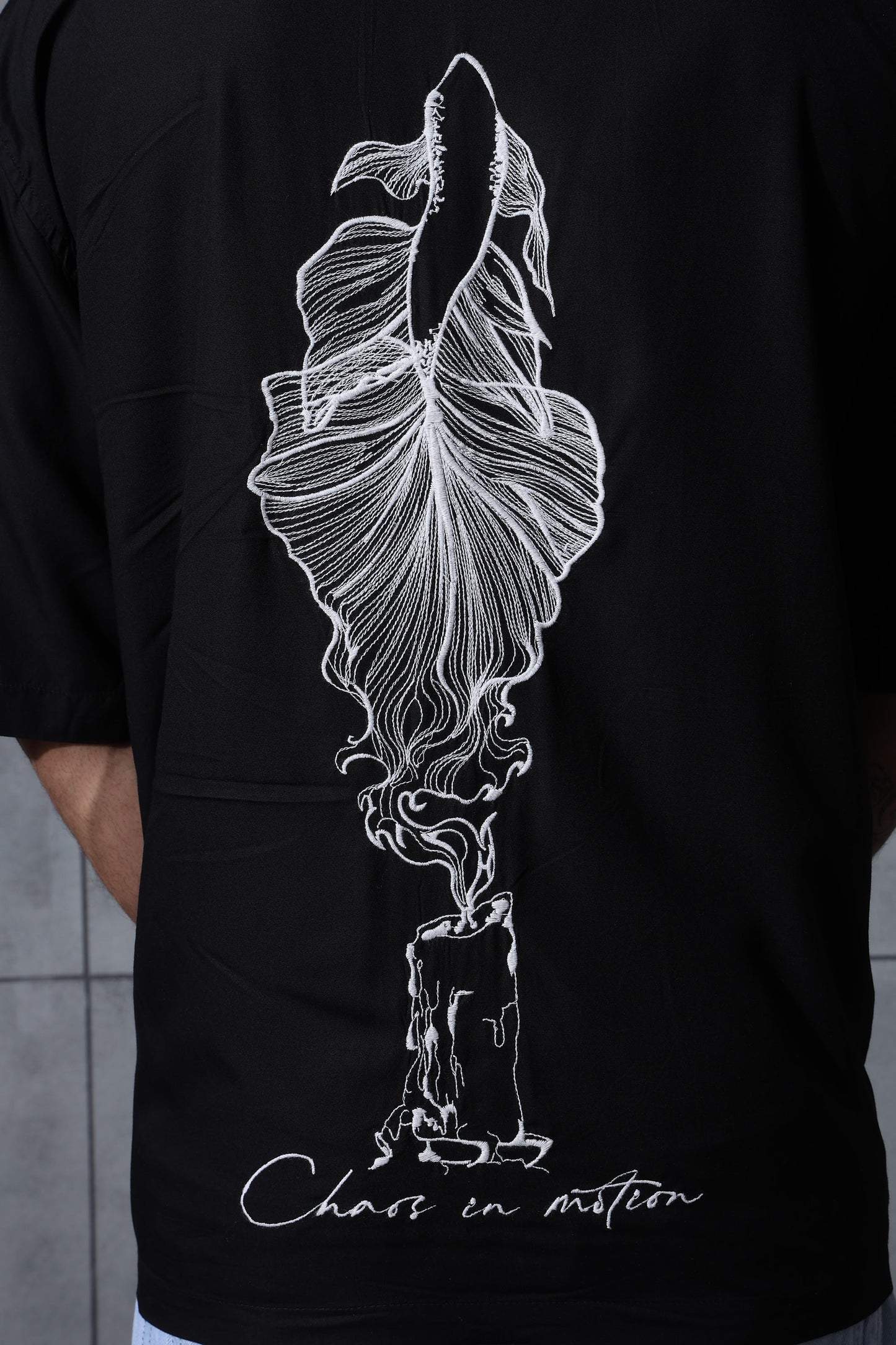 Black Fish Embroidered Tencel Shirt
