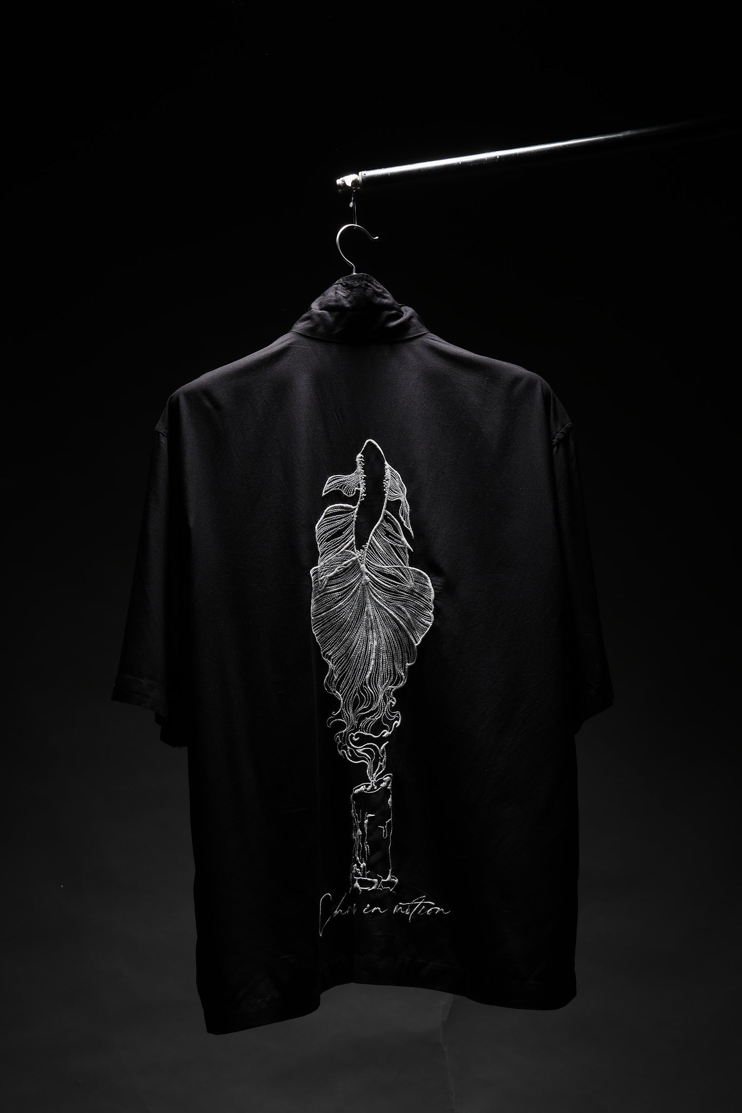 Black Fish Embroidered Tencel Shirt
