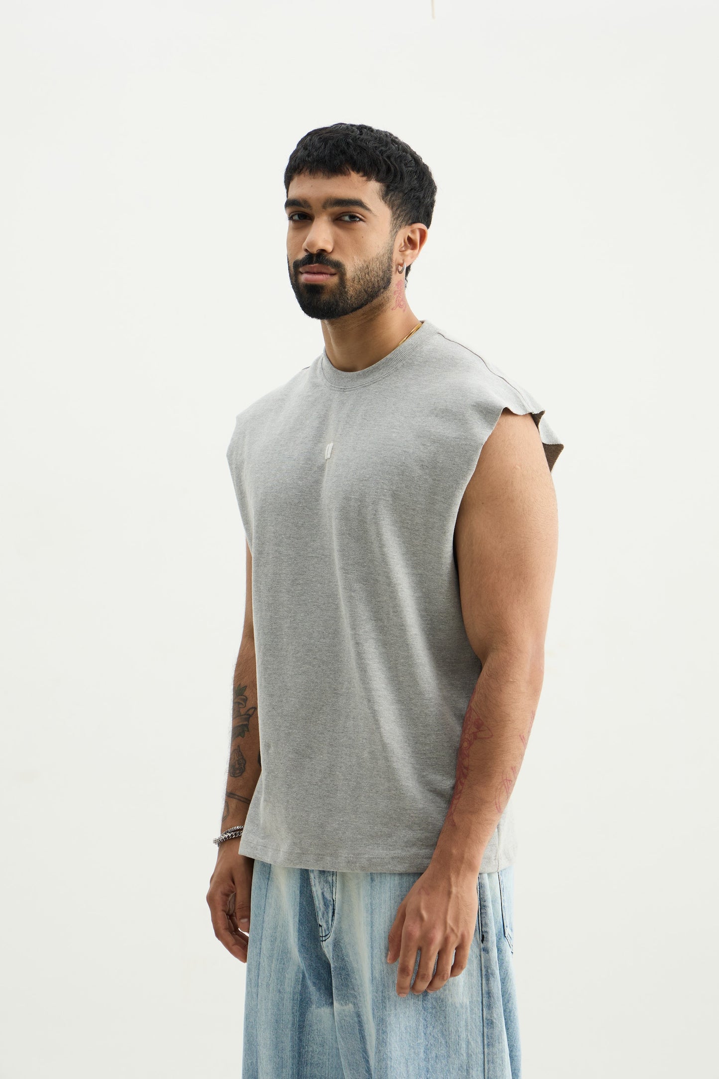 Grey Melange Solid Vest - image 2