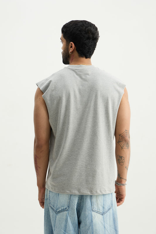 Grey Melange Solid Vest - image 1