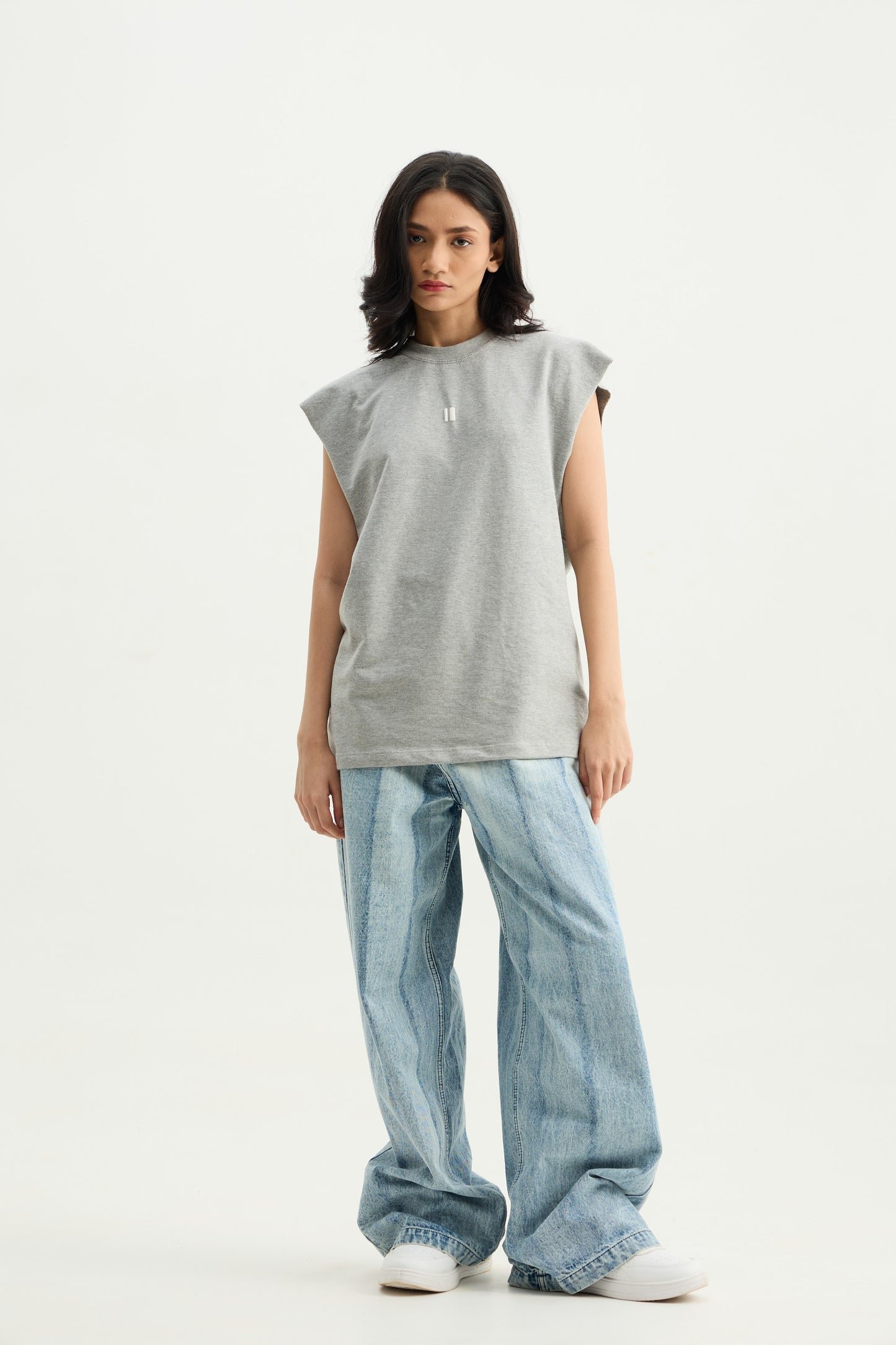 Grey Melange Solid Vest - image 3