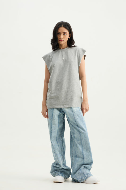 Grey Melange Solid Vest - image 3