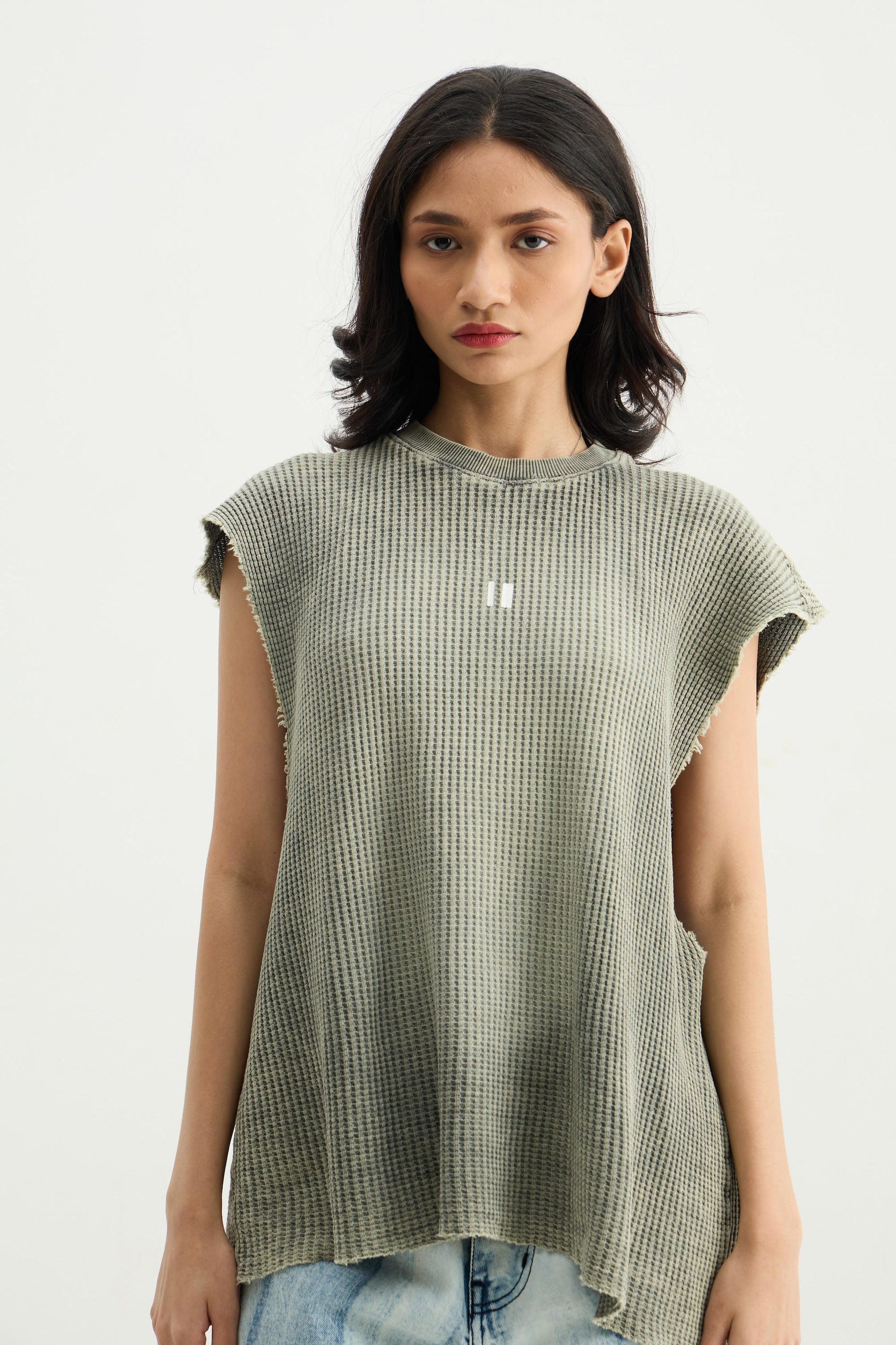 Washed Waffle Olive Vest - image 3