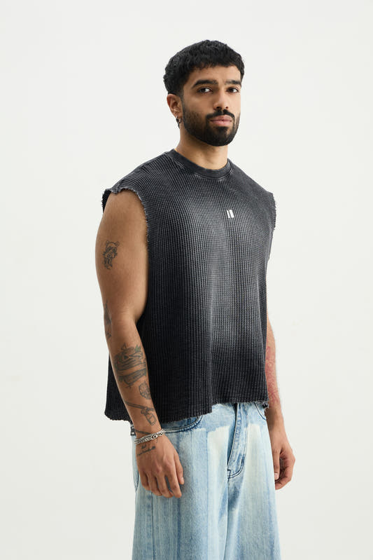 Washed Waffle Charcoal Vest - image 3