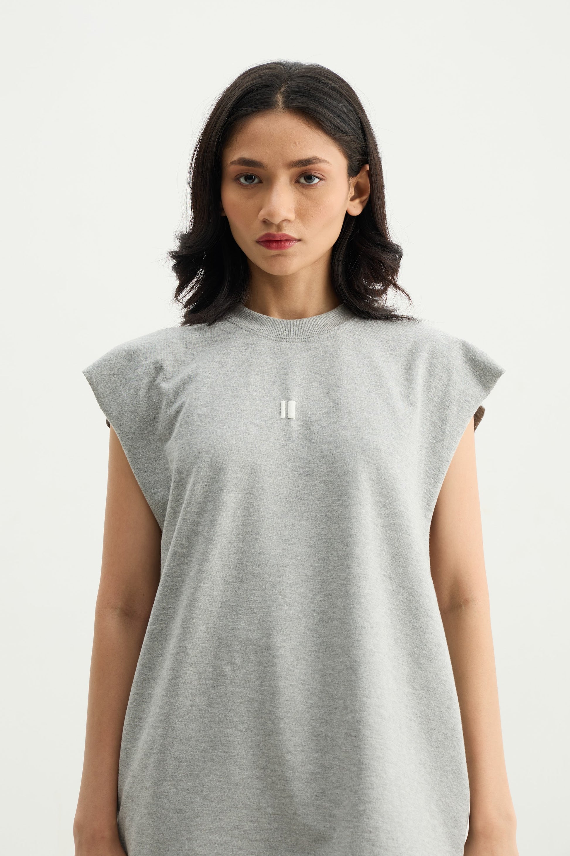 Grey Melange Solid Vest - image 4