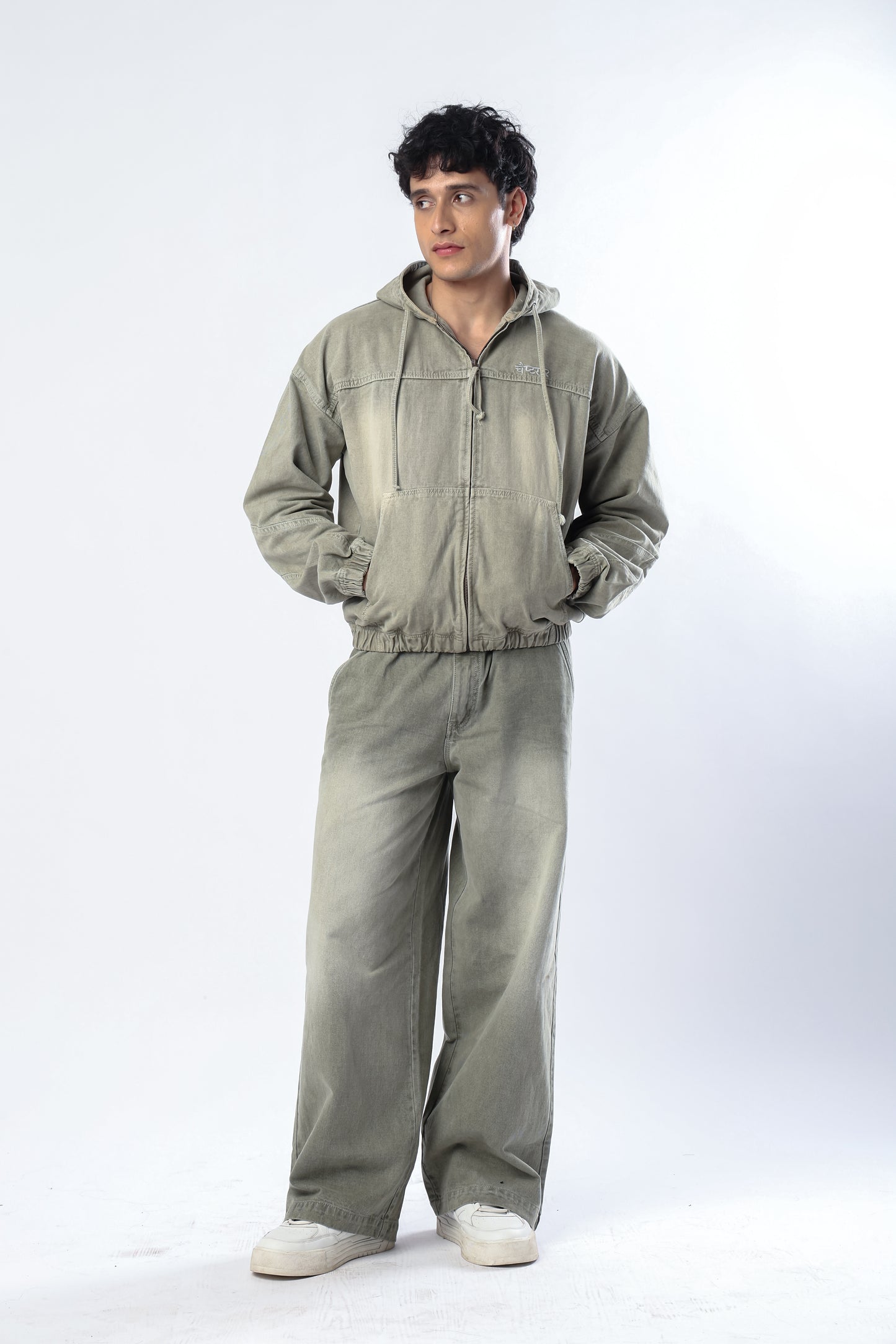 Olive Washed Denim Co-ord Set