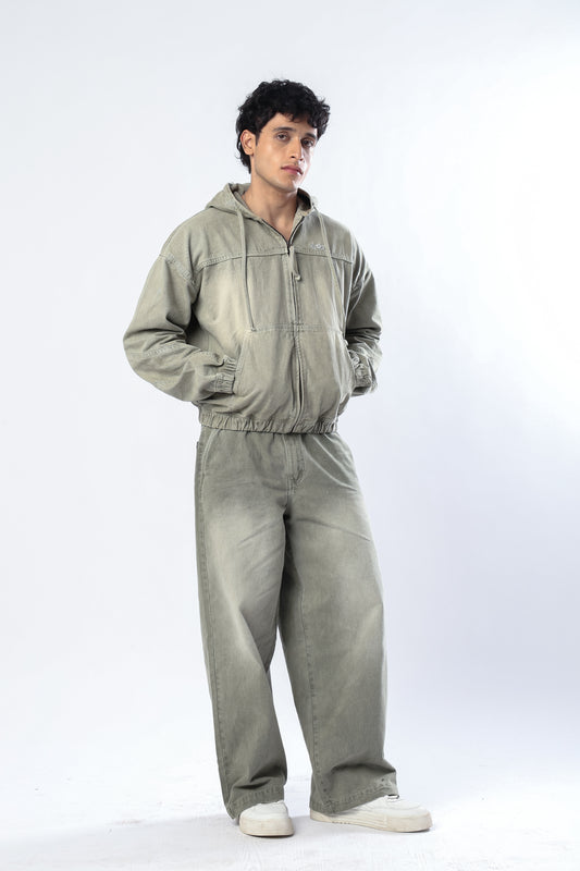 Olive Washed Denim Co-ord Set