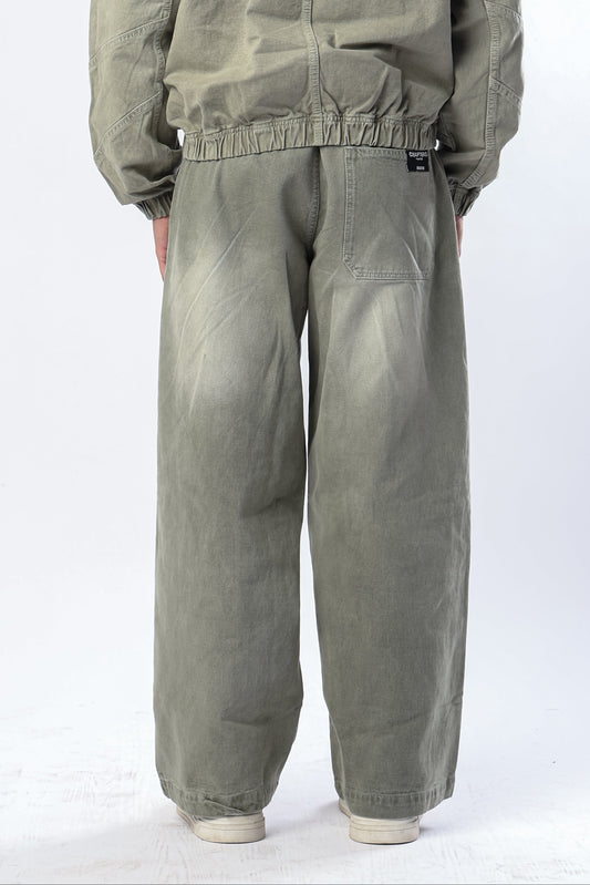 Olive Washed Denim Joggers