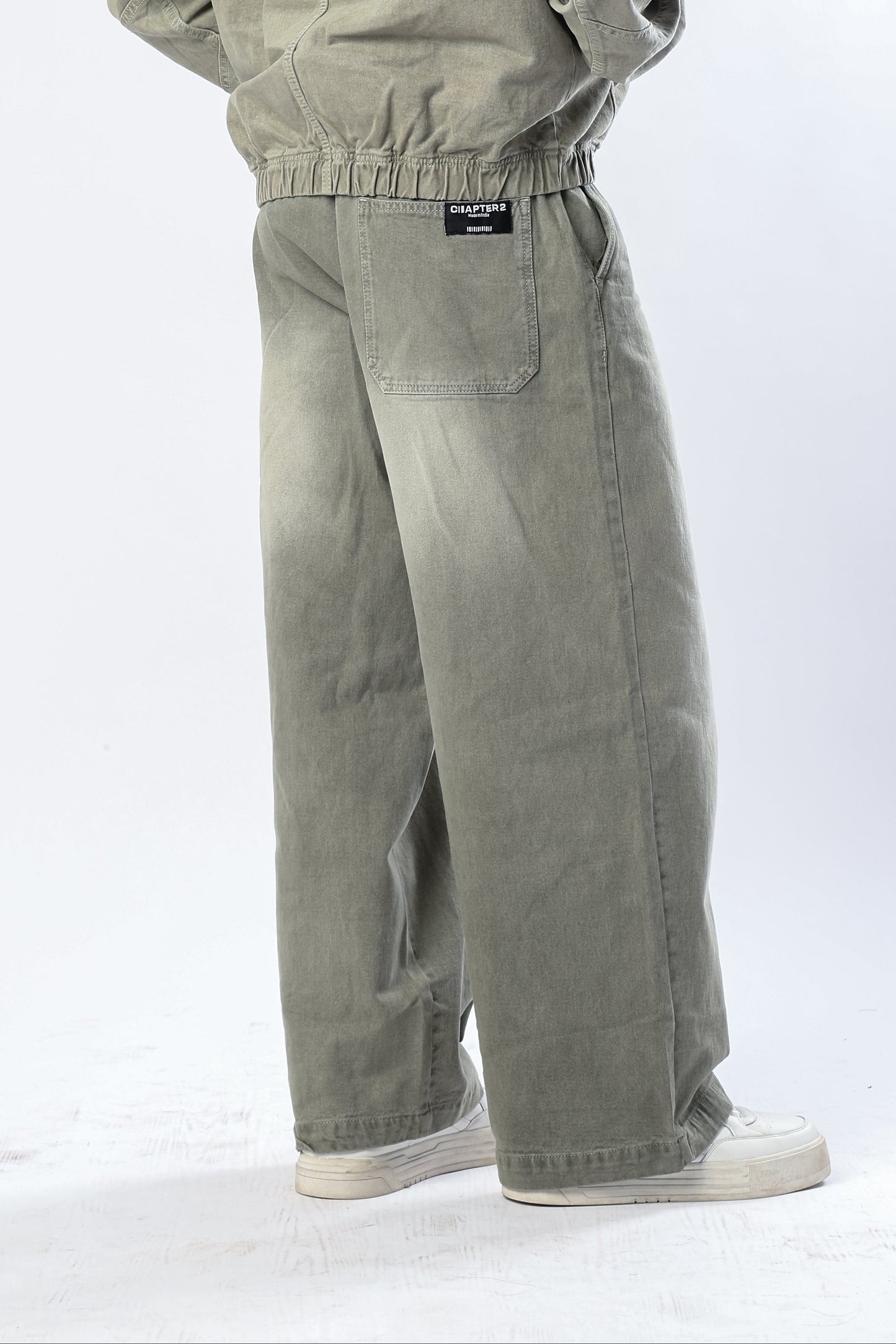 Olive Washed Denim Joggers