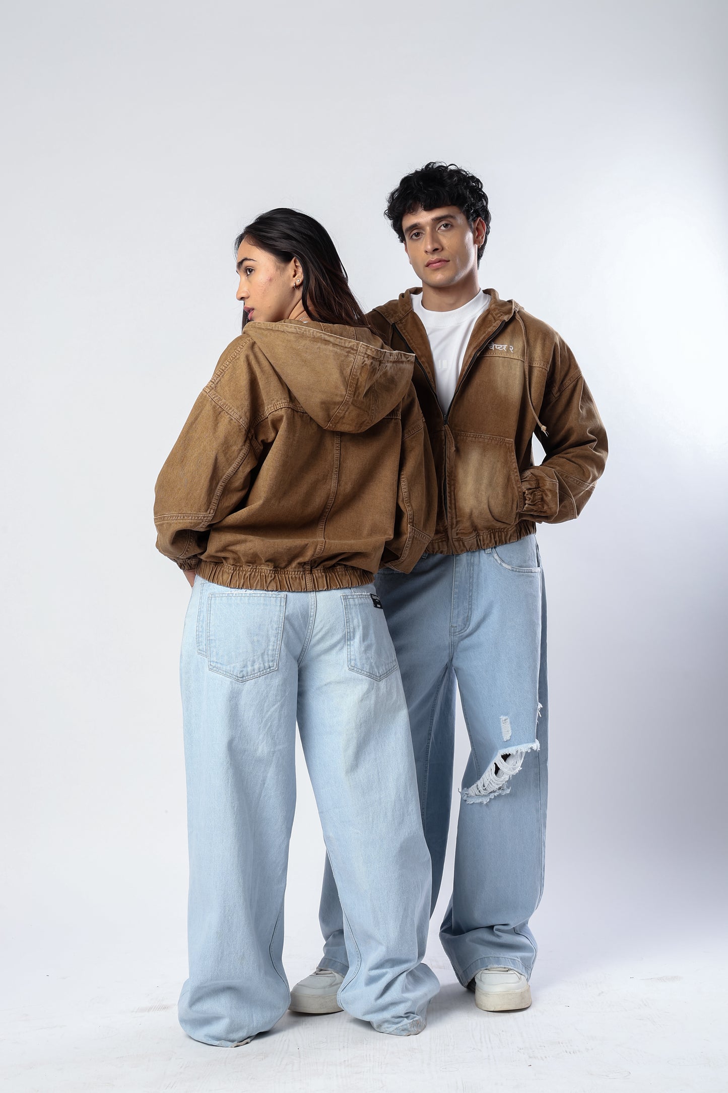 Mocha Brown Denim Hoodie