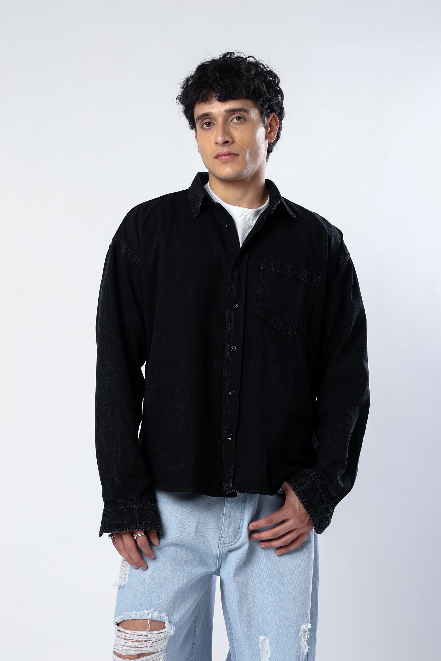 Charcoal Washed Denim Shirt