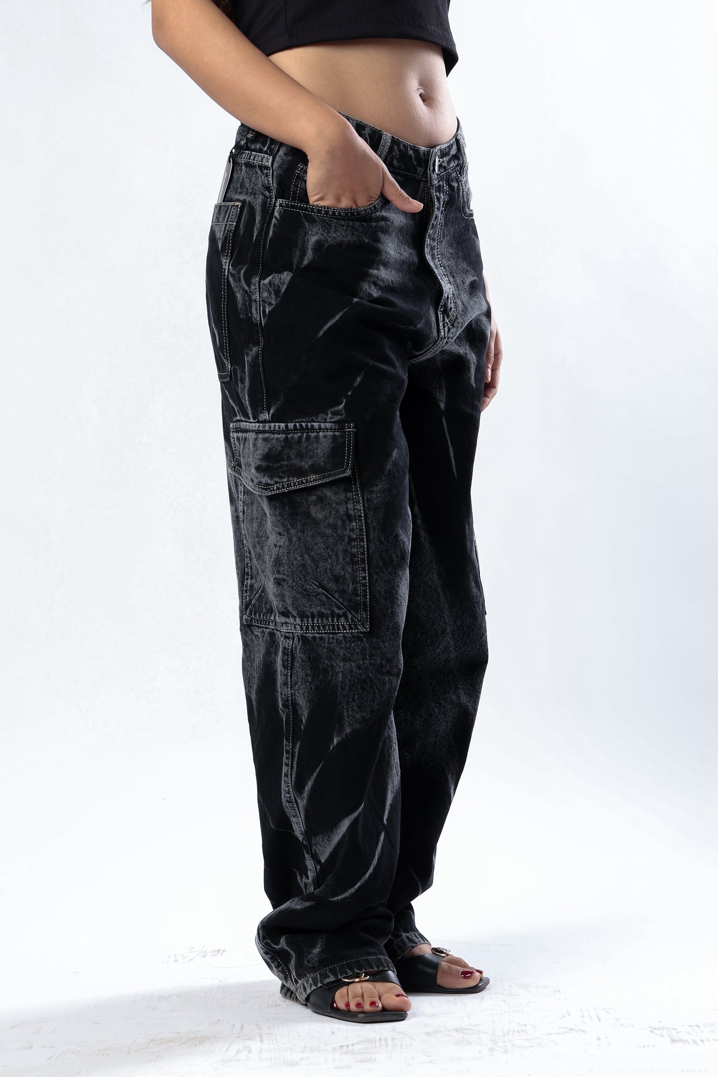 Black Fade Utility Cargos