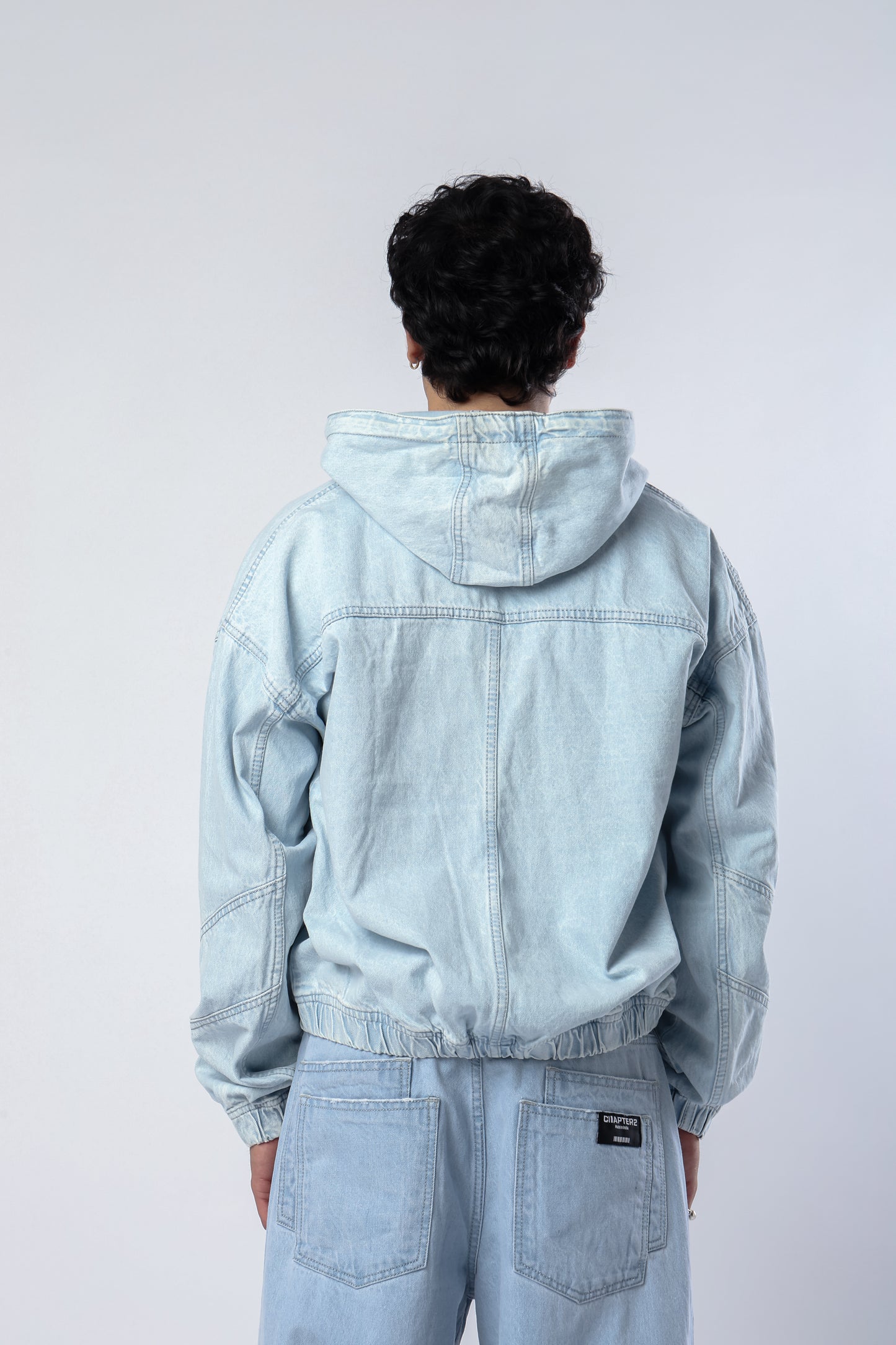 Light Blue Washed Denim Hoodie