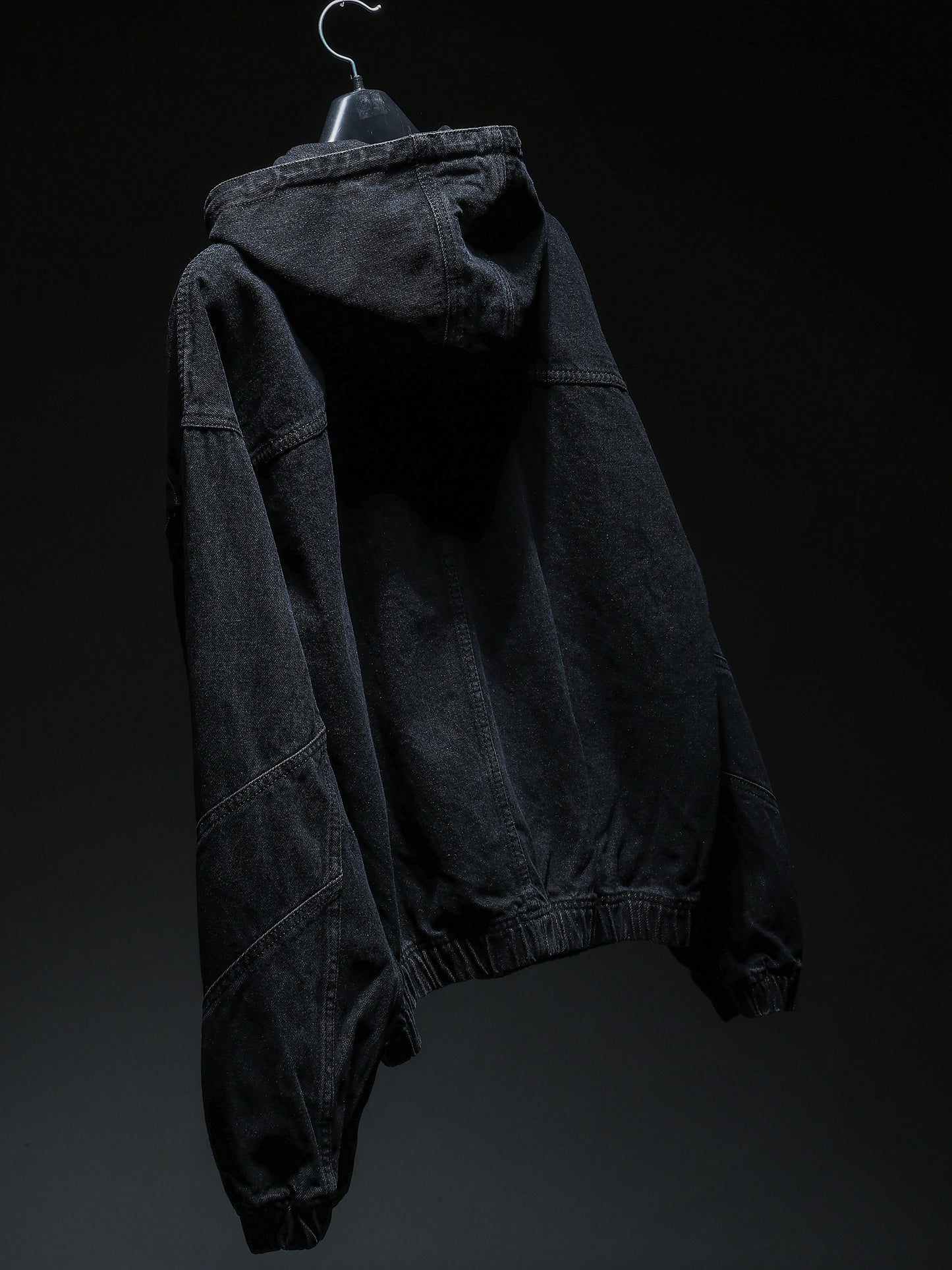 Black washed Denim Hoodie