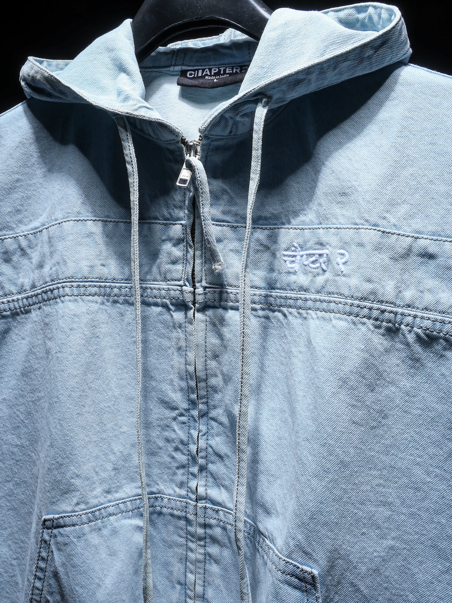 Light Blue Washed Denim Hoodie